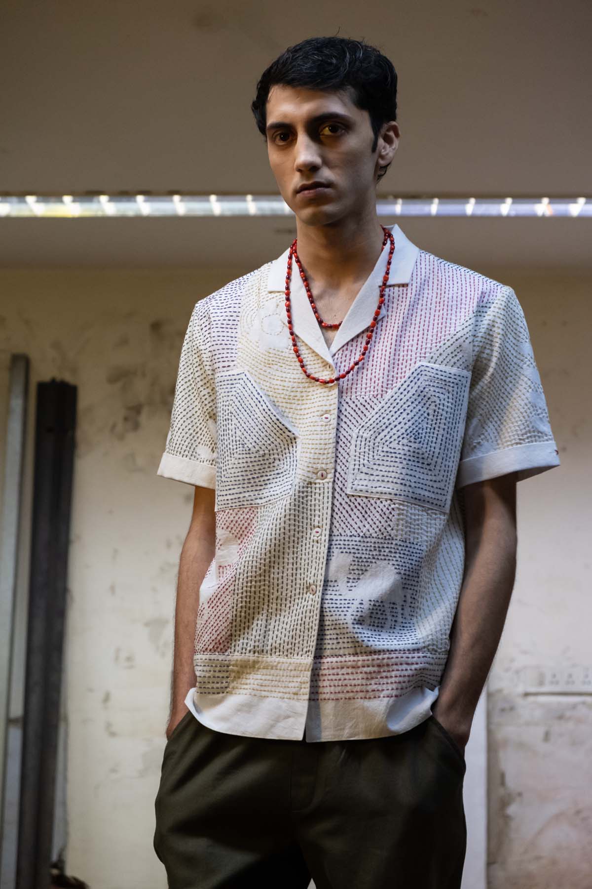 Cuban Collar Cotton Shirt