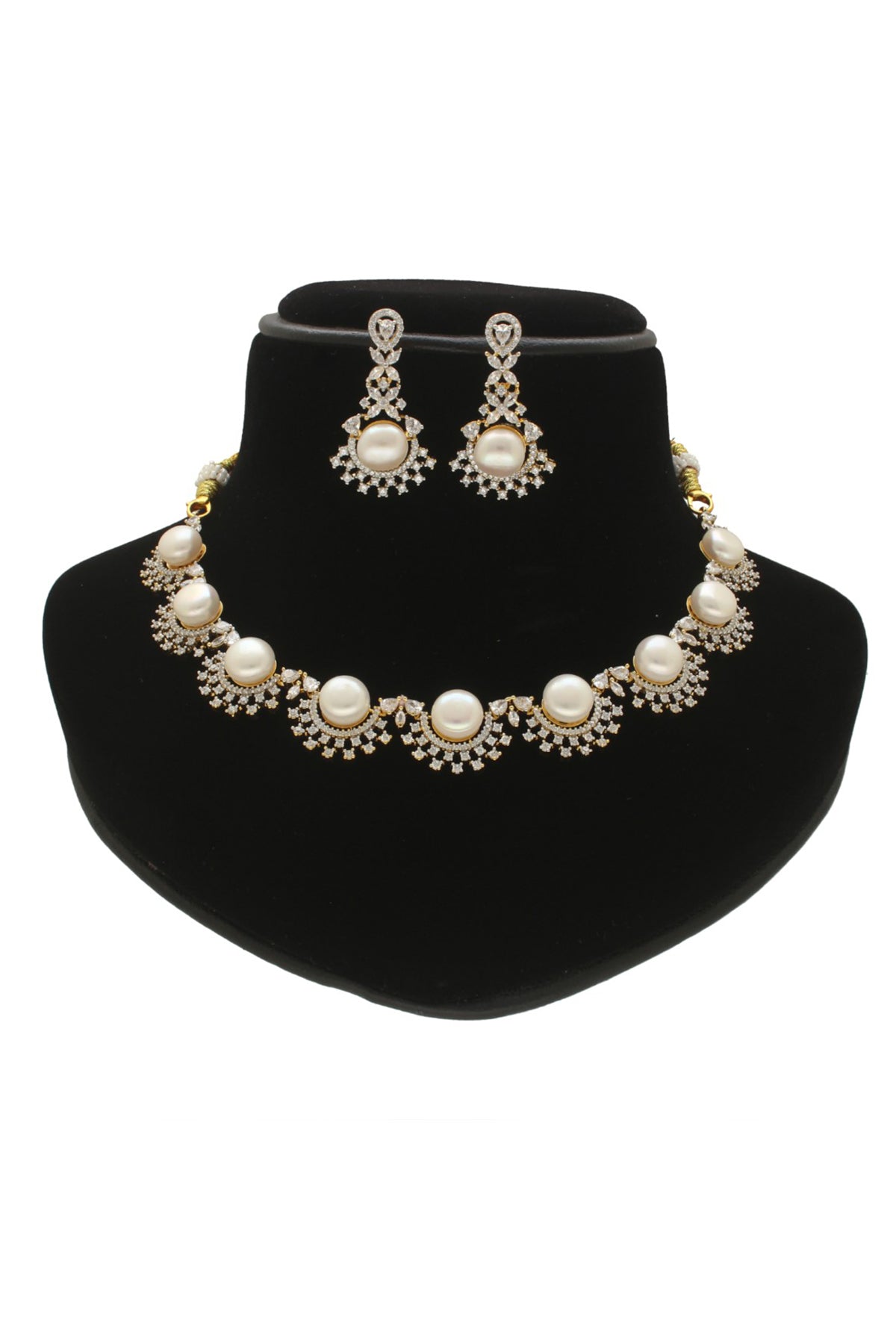 Cubic Pearl White Necklace Set