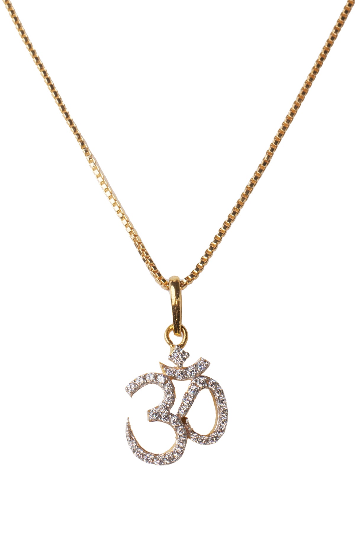 Cubic Zirconia Om Pendant Set