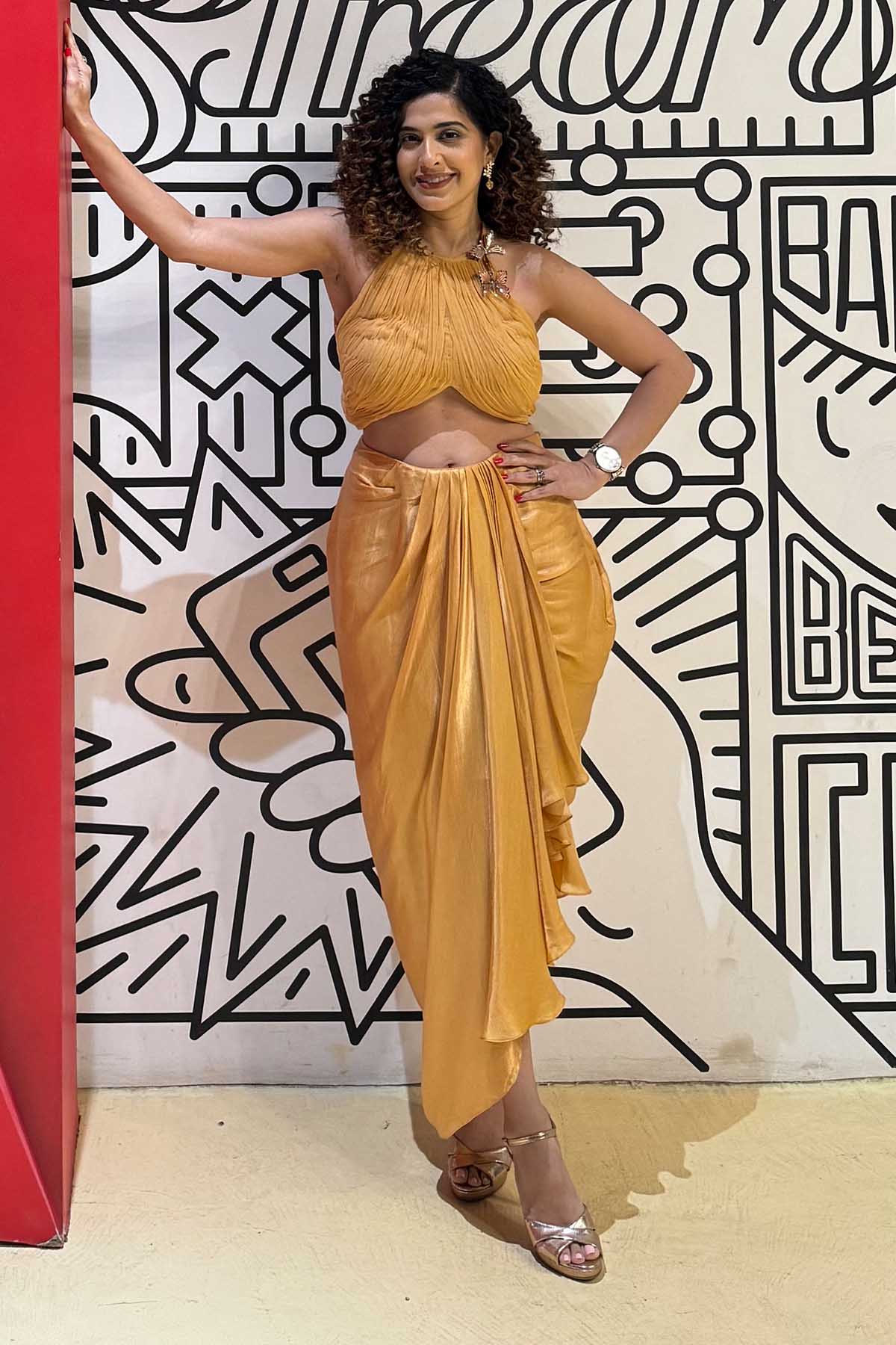 Mustard Embroidered Skirt Set