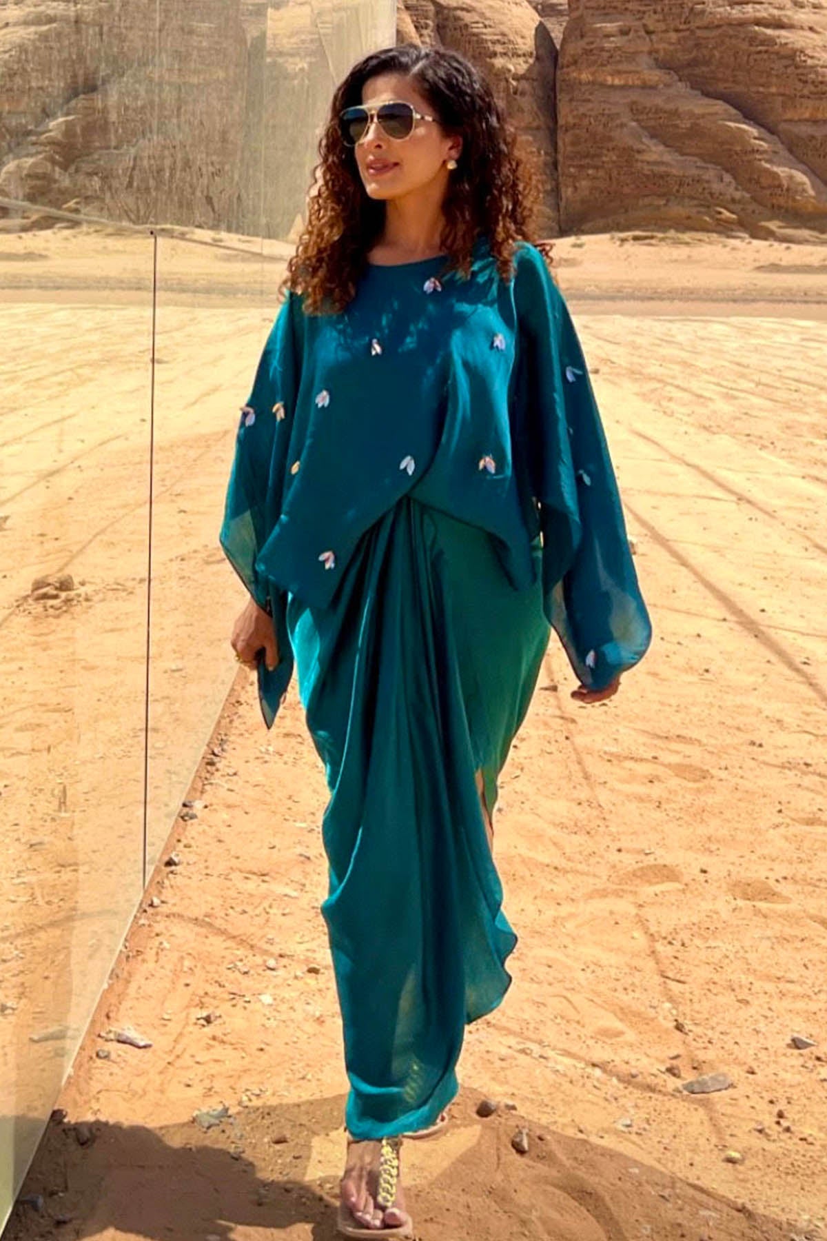 Teal Green Embroidered Dress