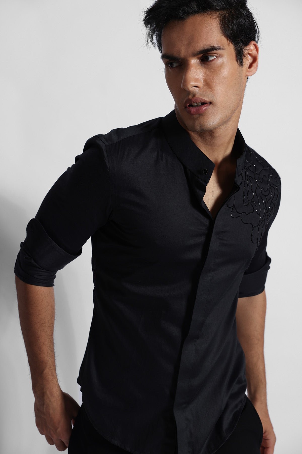 Cutdana Giza Cotton Black Shirt