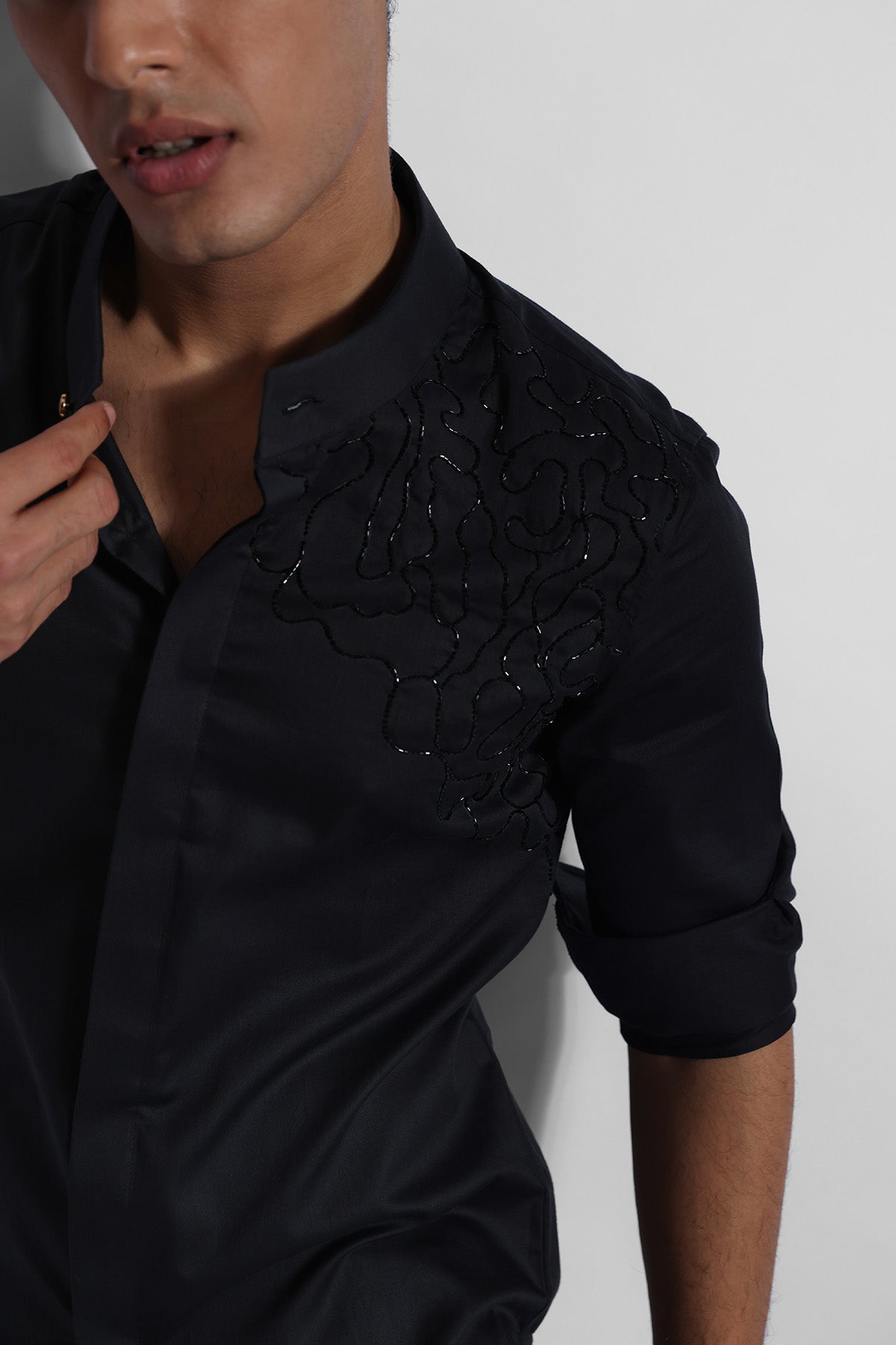Cutdana Giza Cotton Black Shirt