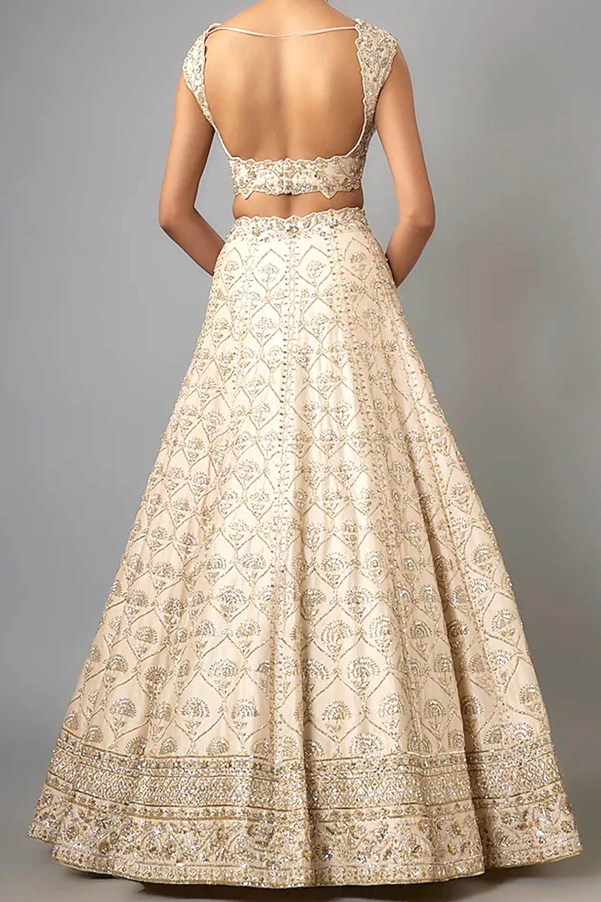 Cutdana Work Ivory Lehenga Set