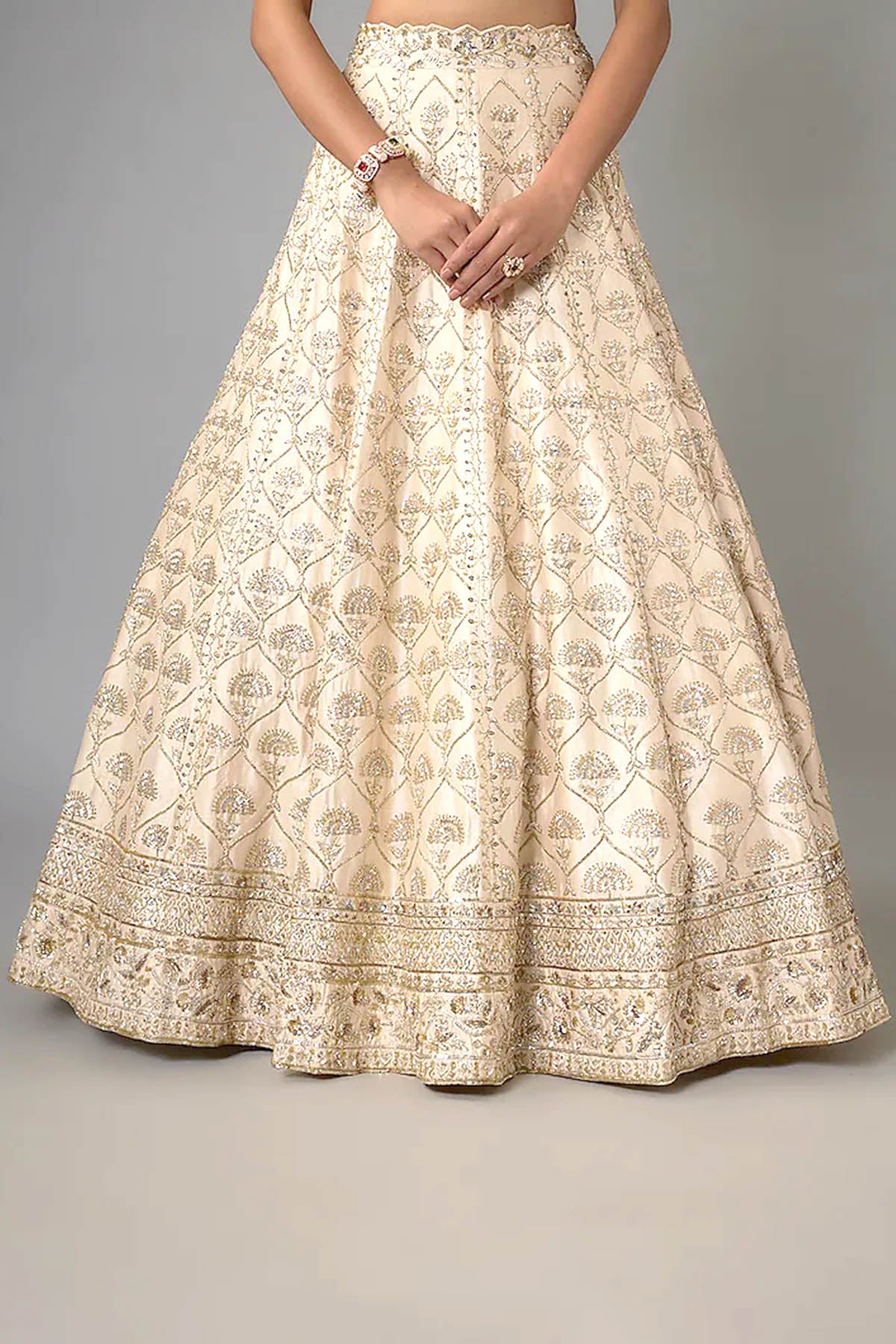 Cutdana Work Ivory Lehenga Set