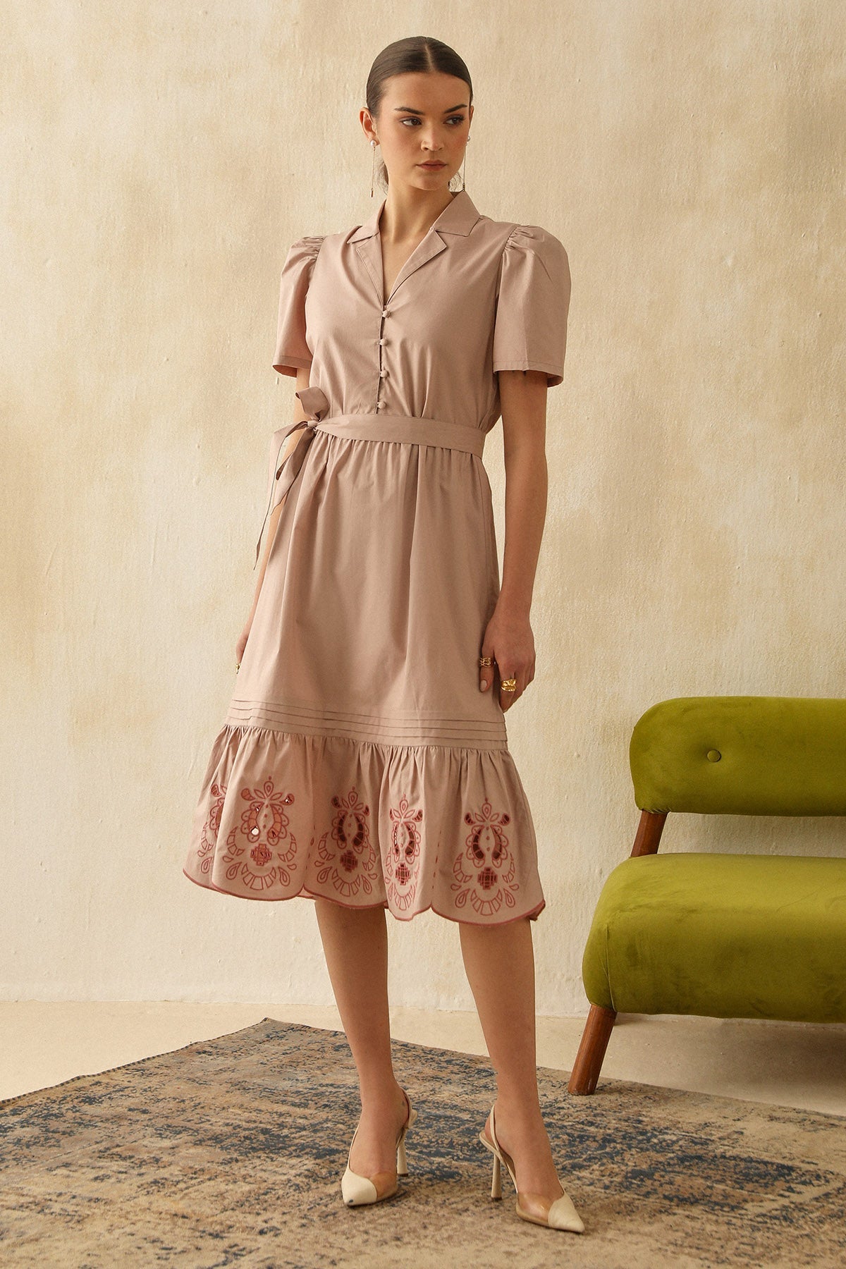 Buy Cutwork Embroidered Pink Dress by Sewtable Clothing for Women online at ScrollnShops