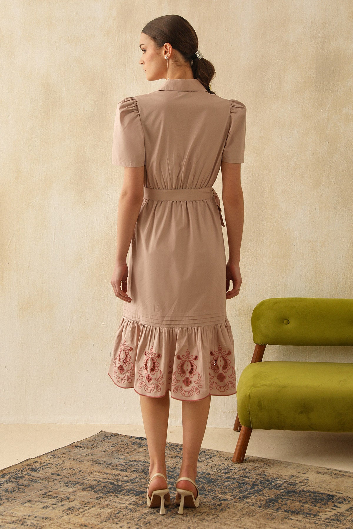 Cutwork Embroidered Pink Dress