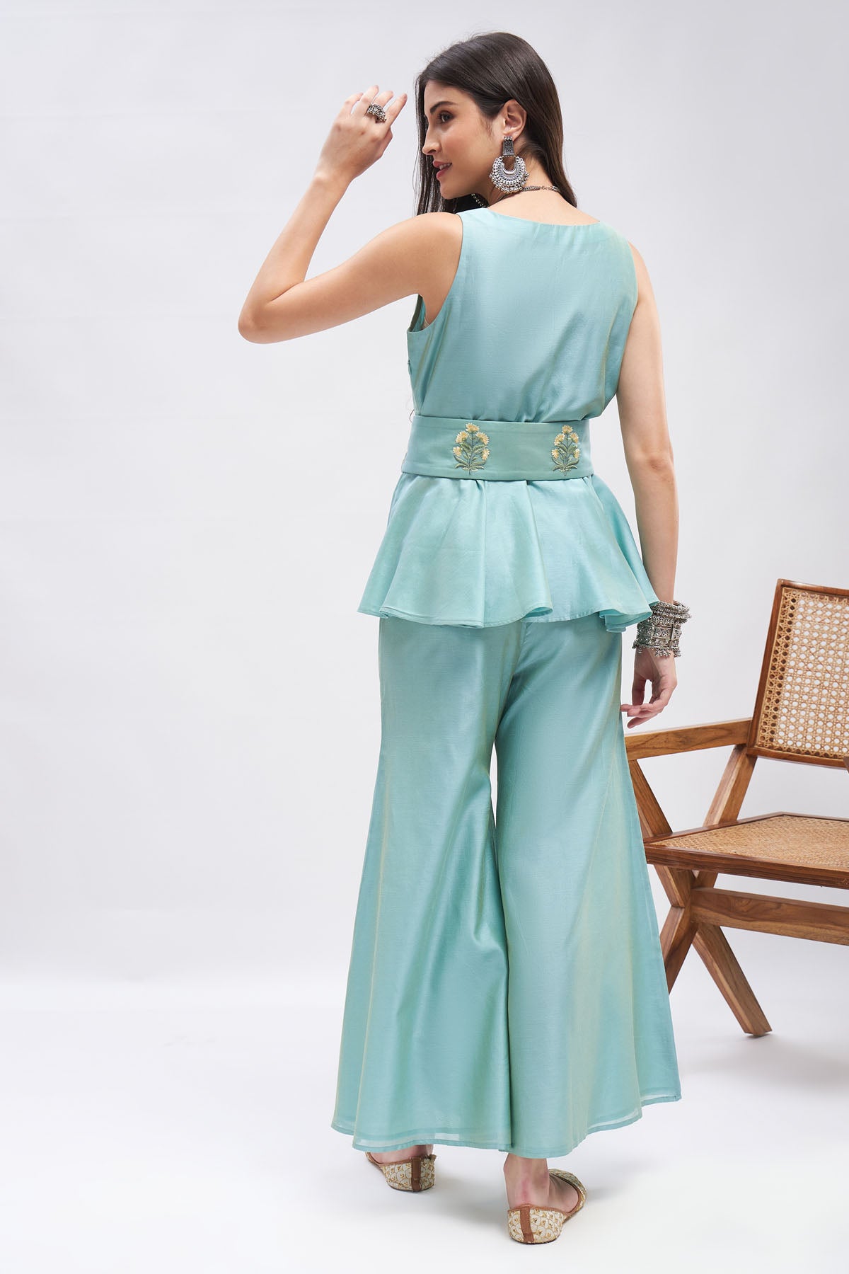 Cyan Embroidered Co-ord Set