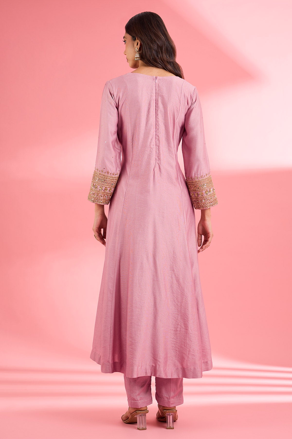 Dabka Embroidery Pink Kurta Set