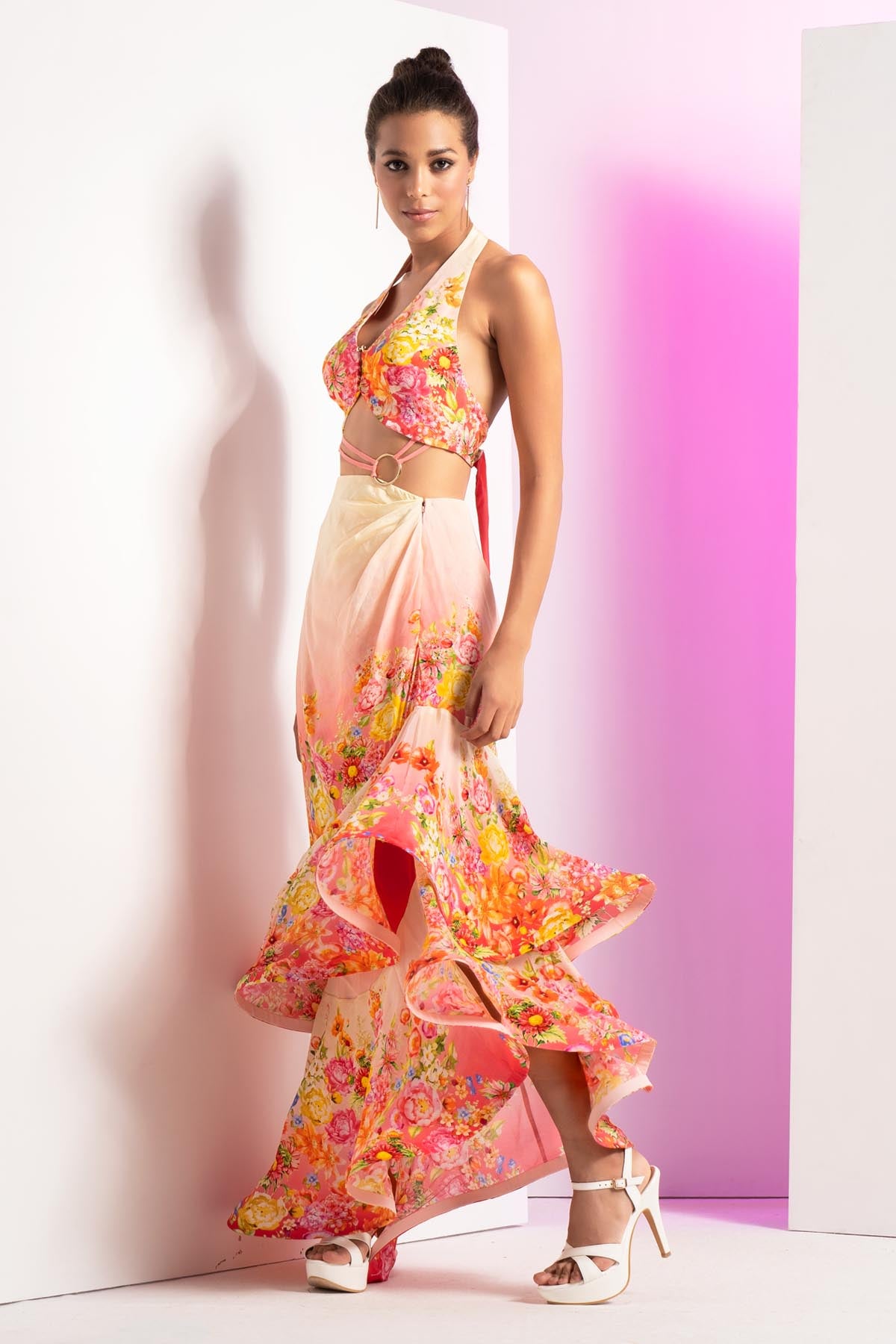 Dainty Floret Asymmetric Dress