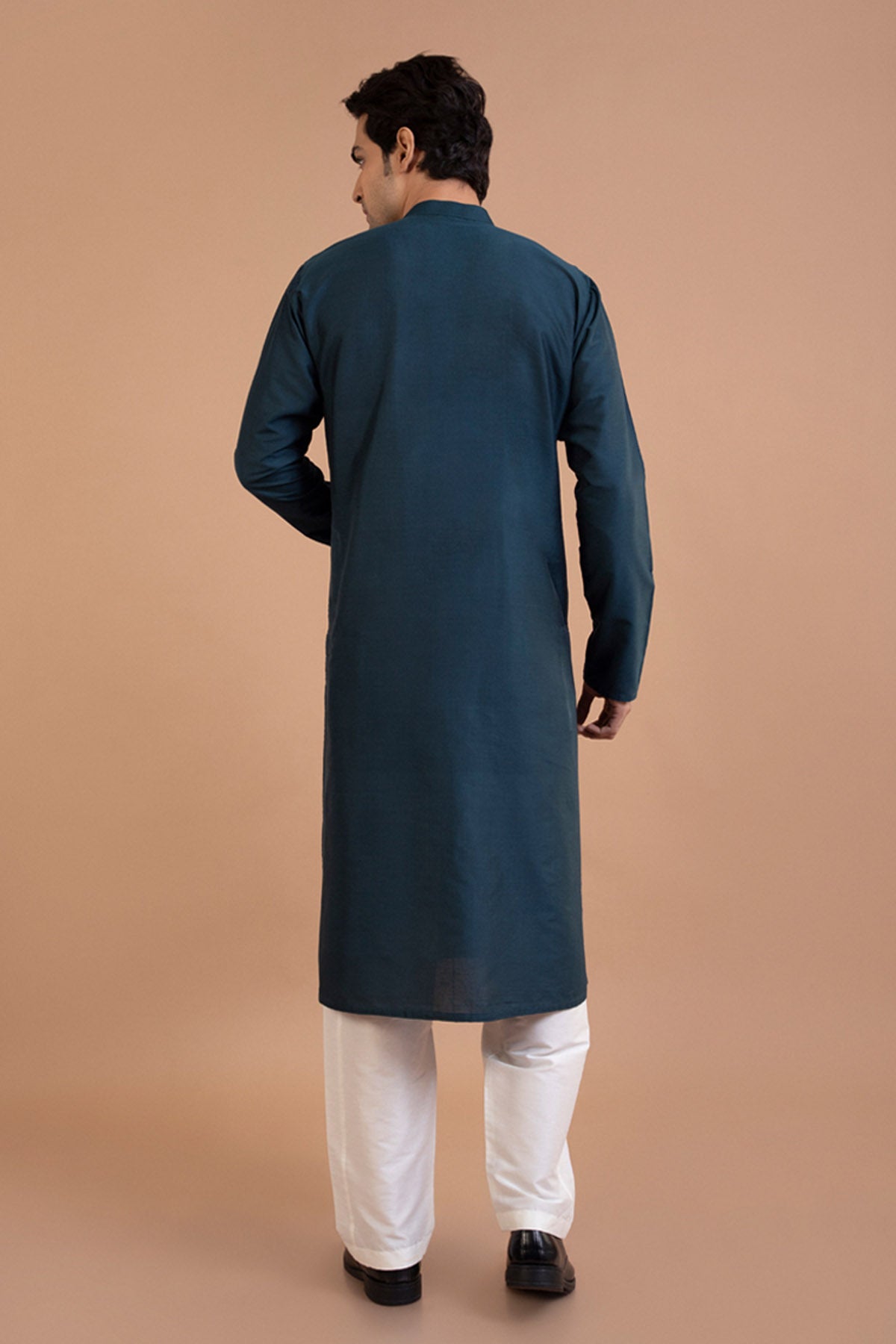 Dark Blue Cotton Silk Kurta Set
