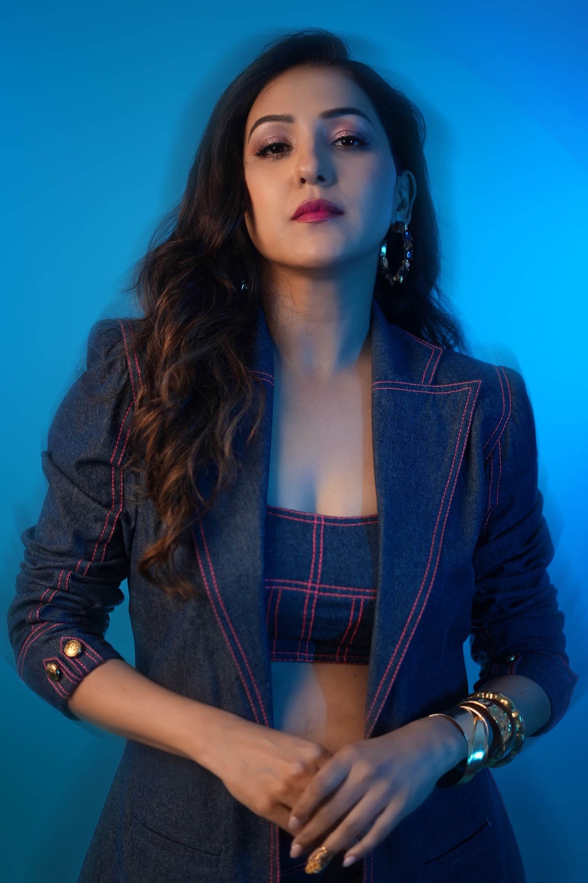 Dark Blue Embroidered Jacket