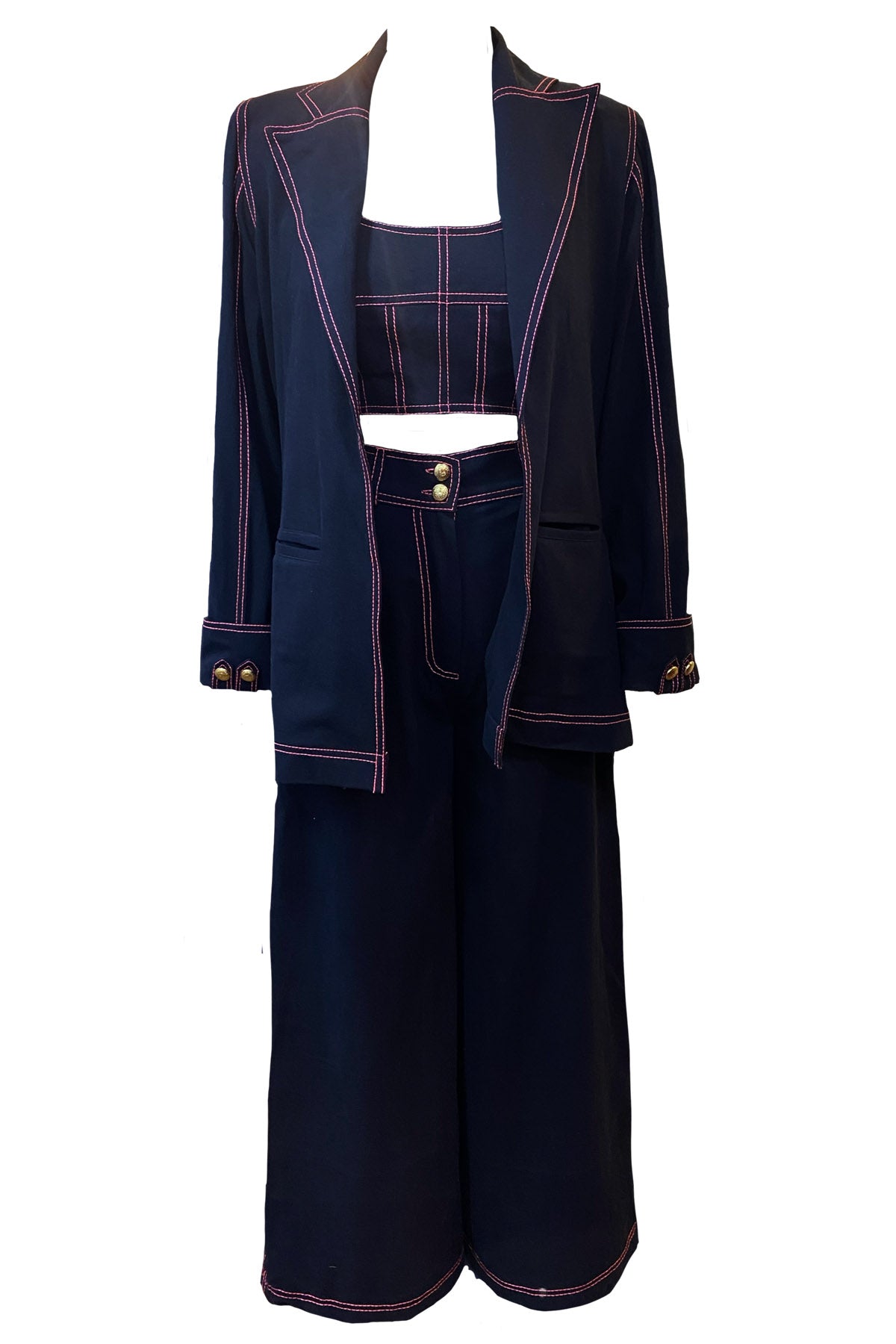 Dark Blue Embroidered Jacket