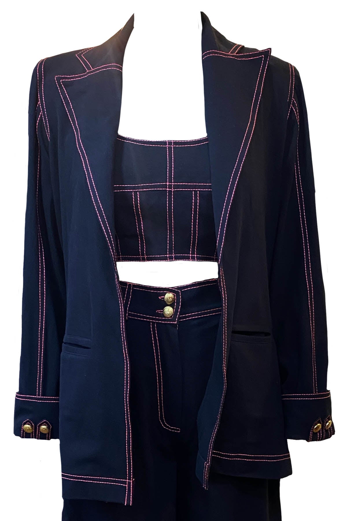Dark Blue Embroidered Jacket
