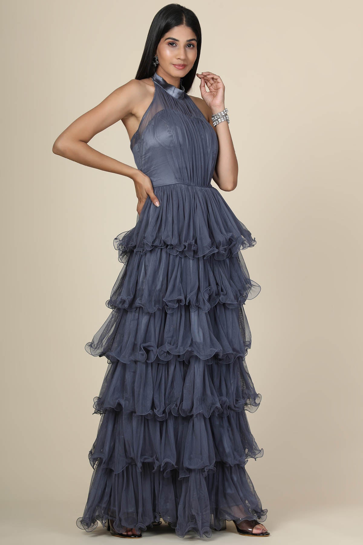 Dark Grey Multi-tier Dress