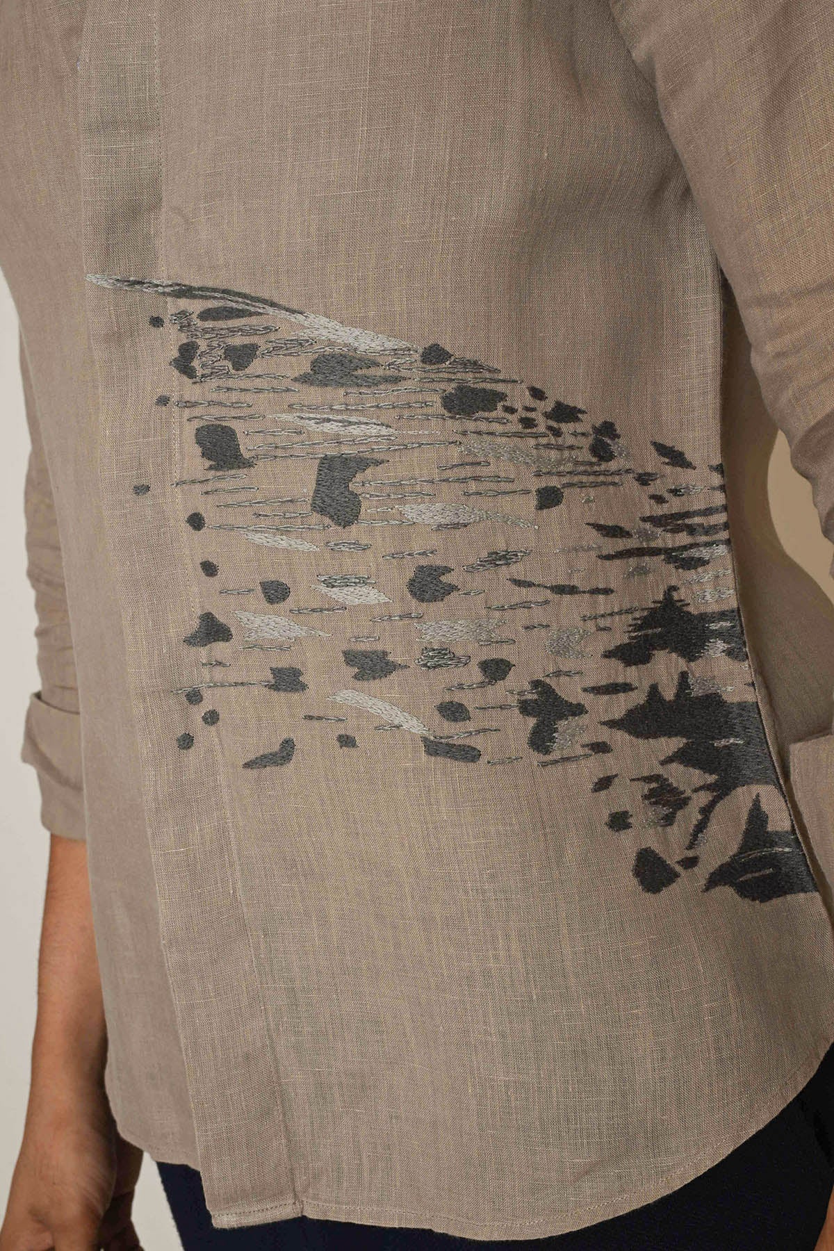 Dark Beige Splash Pattern Shirt