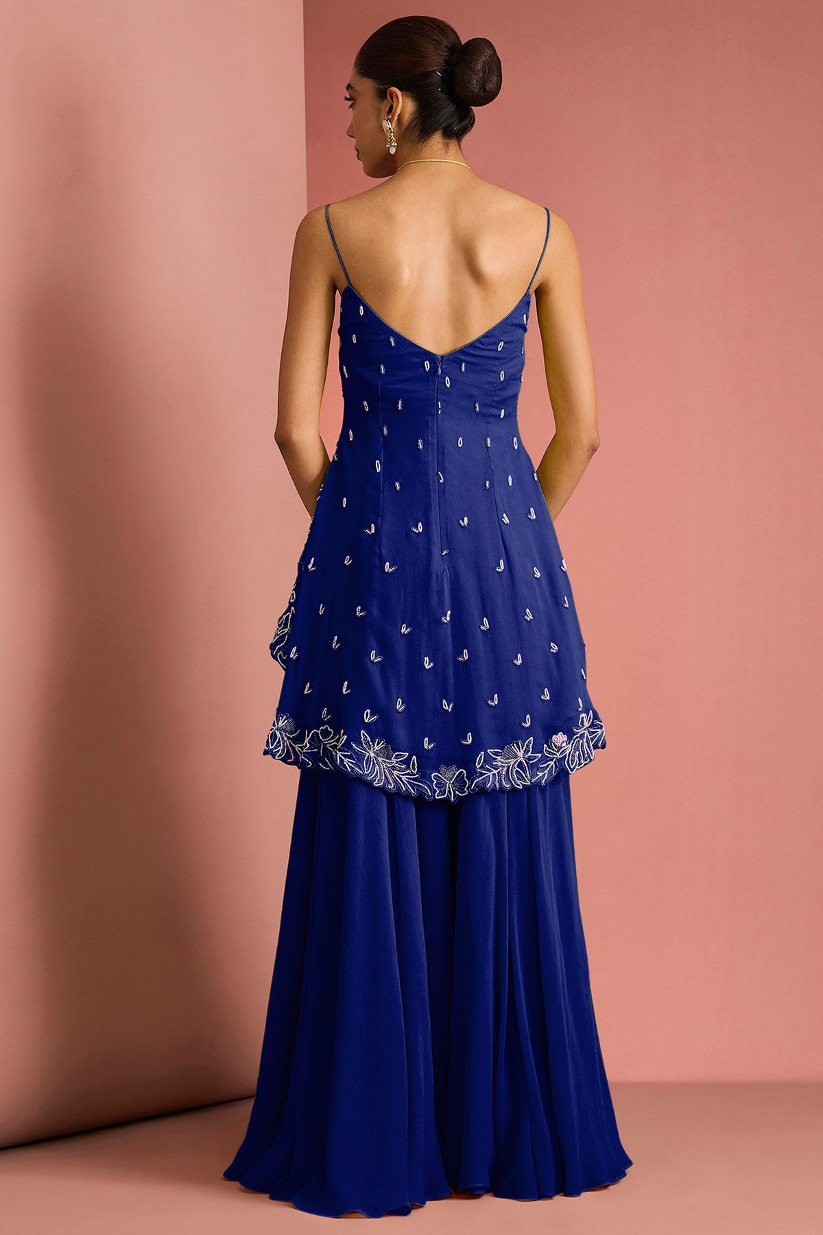 Dark Blue Crepe Beads Kurta Set