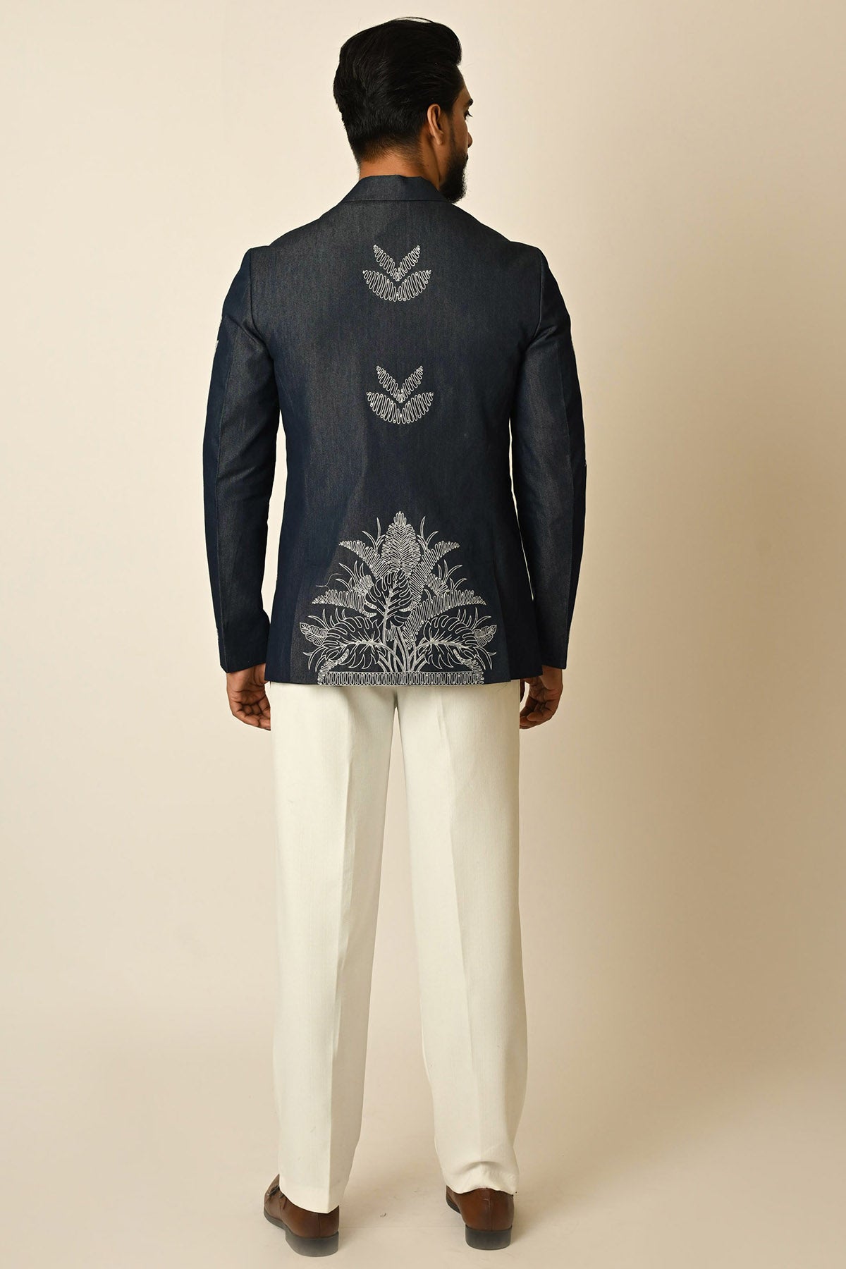 Dark Blue Denim Kathdana Blazer