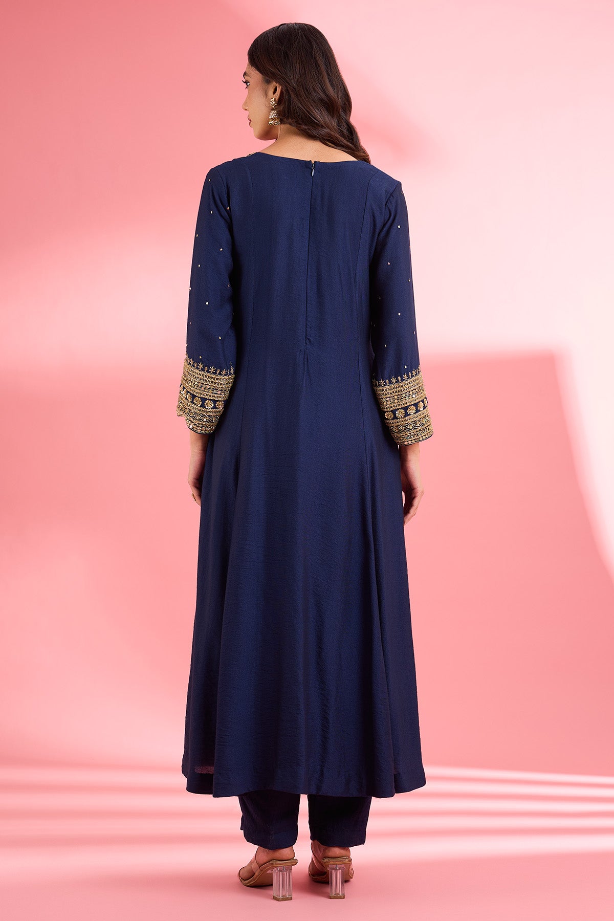 Dark Blue Katan Silk Kurta Set