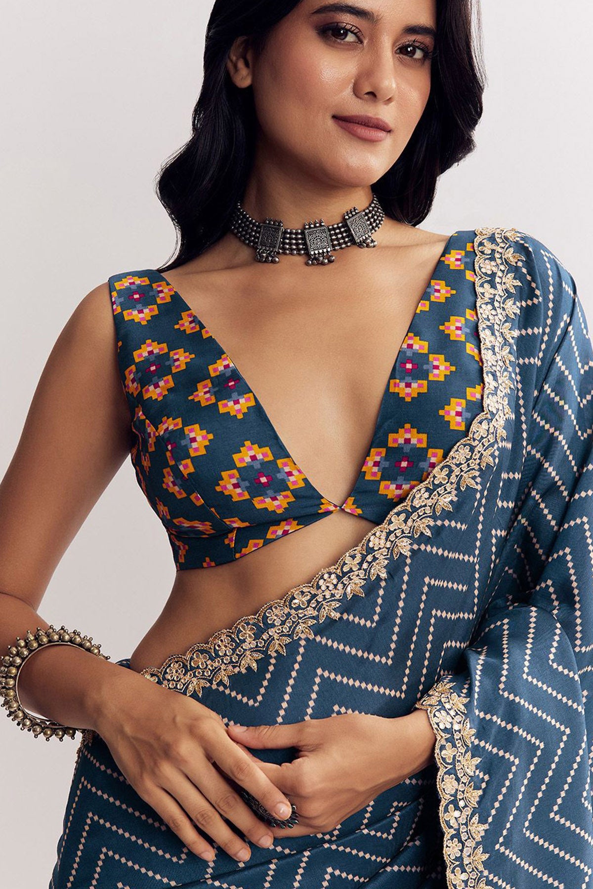 Dark Blue Manipuri Lace Saree