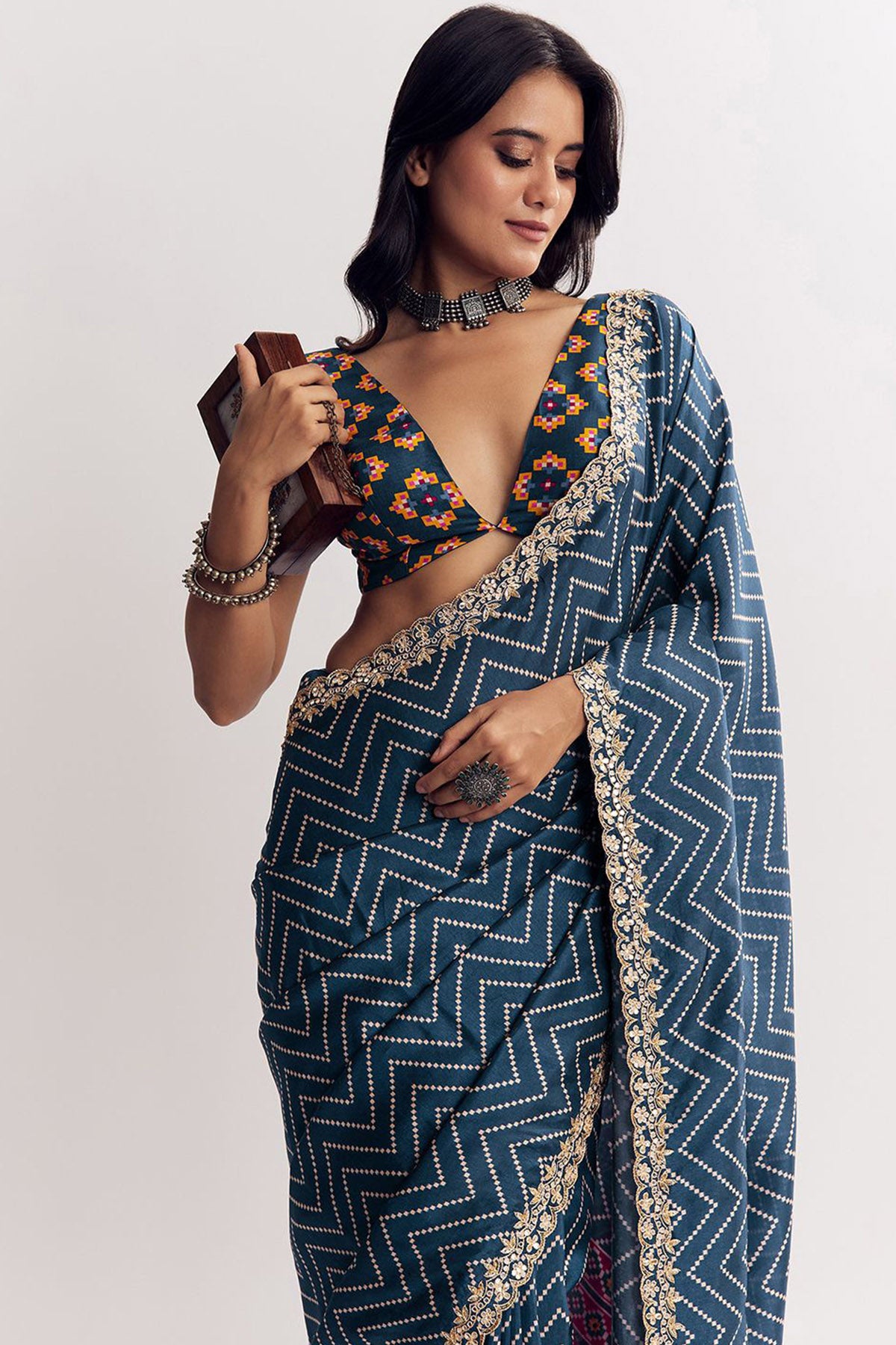 Dark Blue Manipuri Lace Saree
