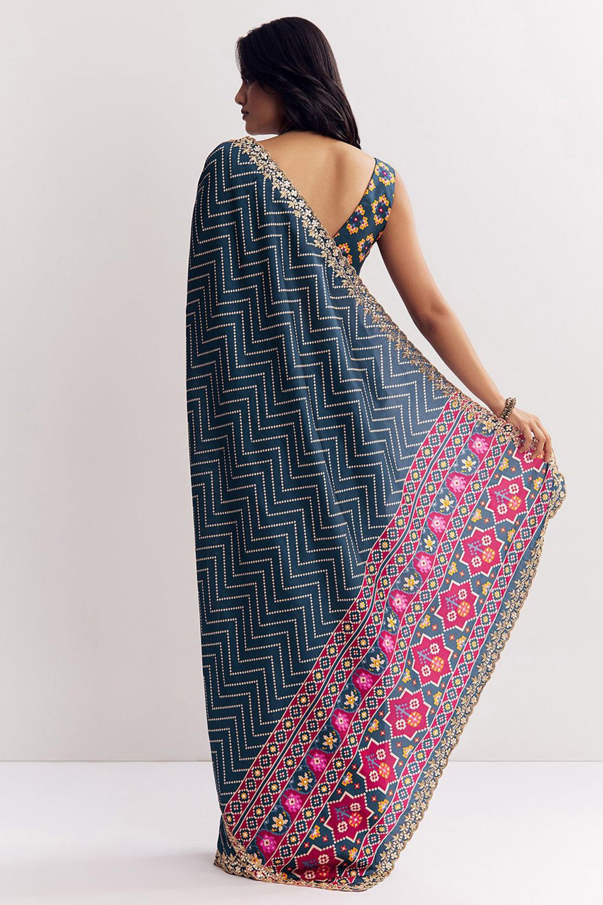 Dark Blue Manipuri Lace Saree