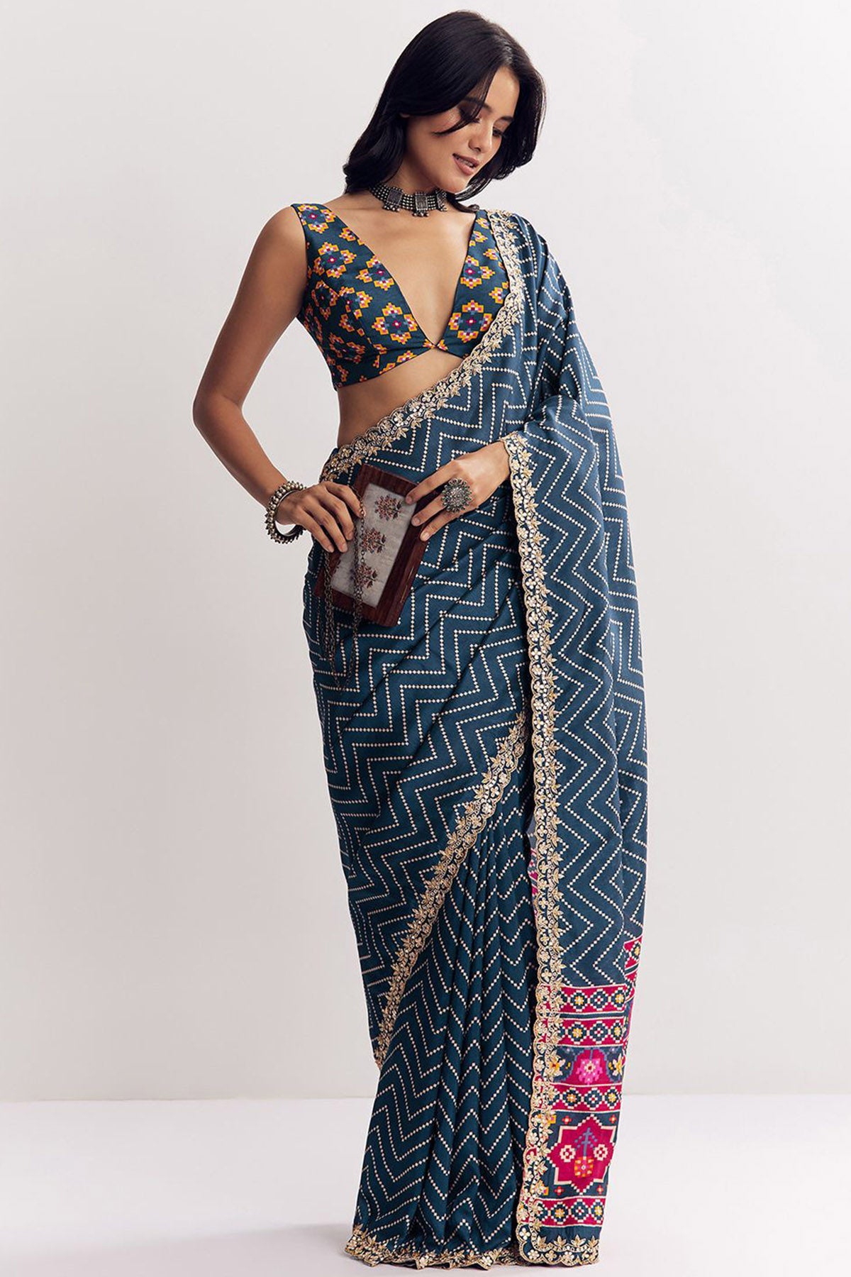 Dark Blue Manipuri Lace Saree