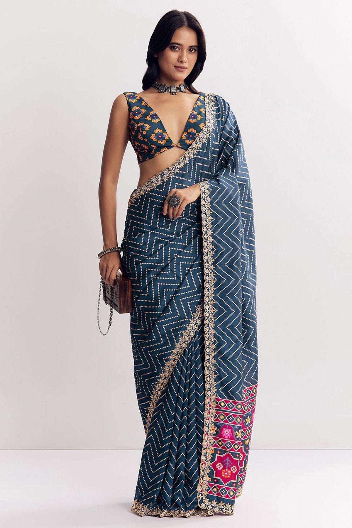 Buy Dark Blue Manipuri Lace Saree for women by Aastha Fashion online available at scrollnshops