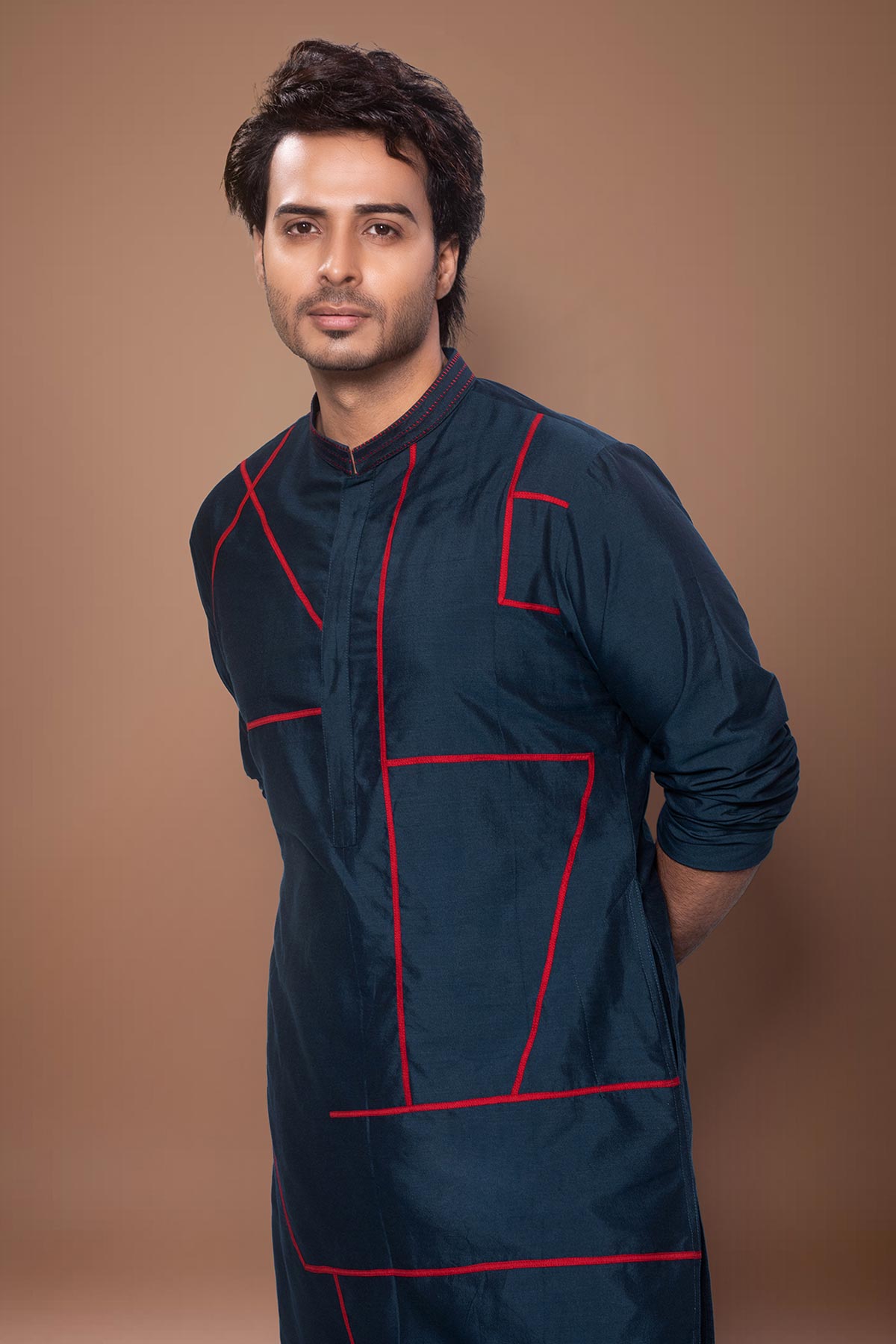 Dark Blue Patty Line Kurta Pant