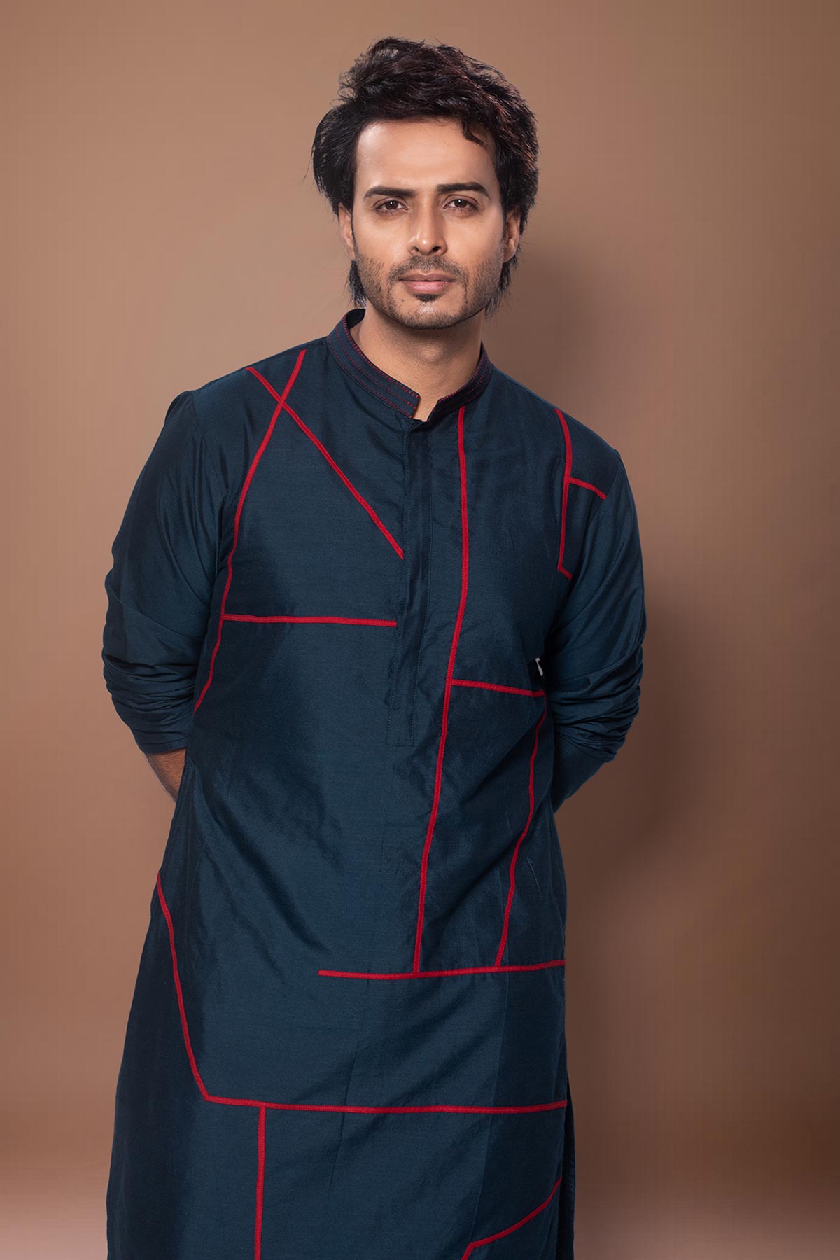 Dark Blue Patty Line Kurta Pant