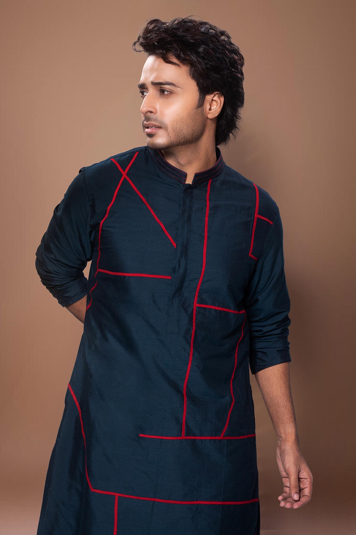 Dark Blue Patty Line Kurta Pant