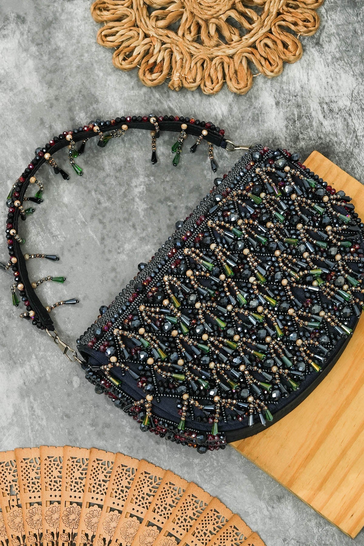 Buy Dark Blue Semi Circle Clutch for women by the Purple sack online available at scrollnshops