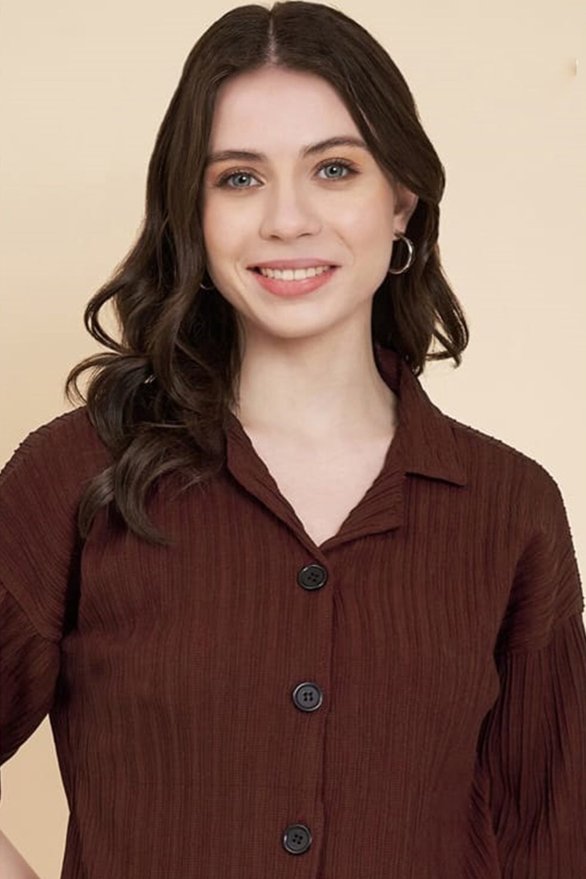 Buy Dark Brown Half Sleeves Shirt for women by Aastha Fashion online available at scrollnshops