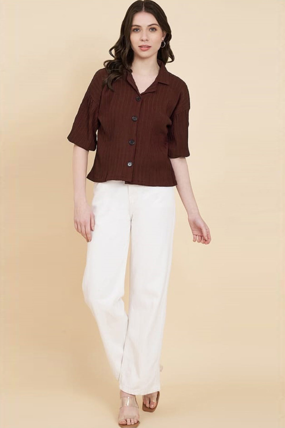 Dark Brown Half Sleeves Shirt