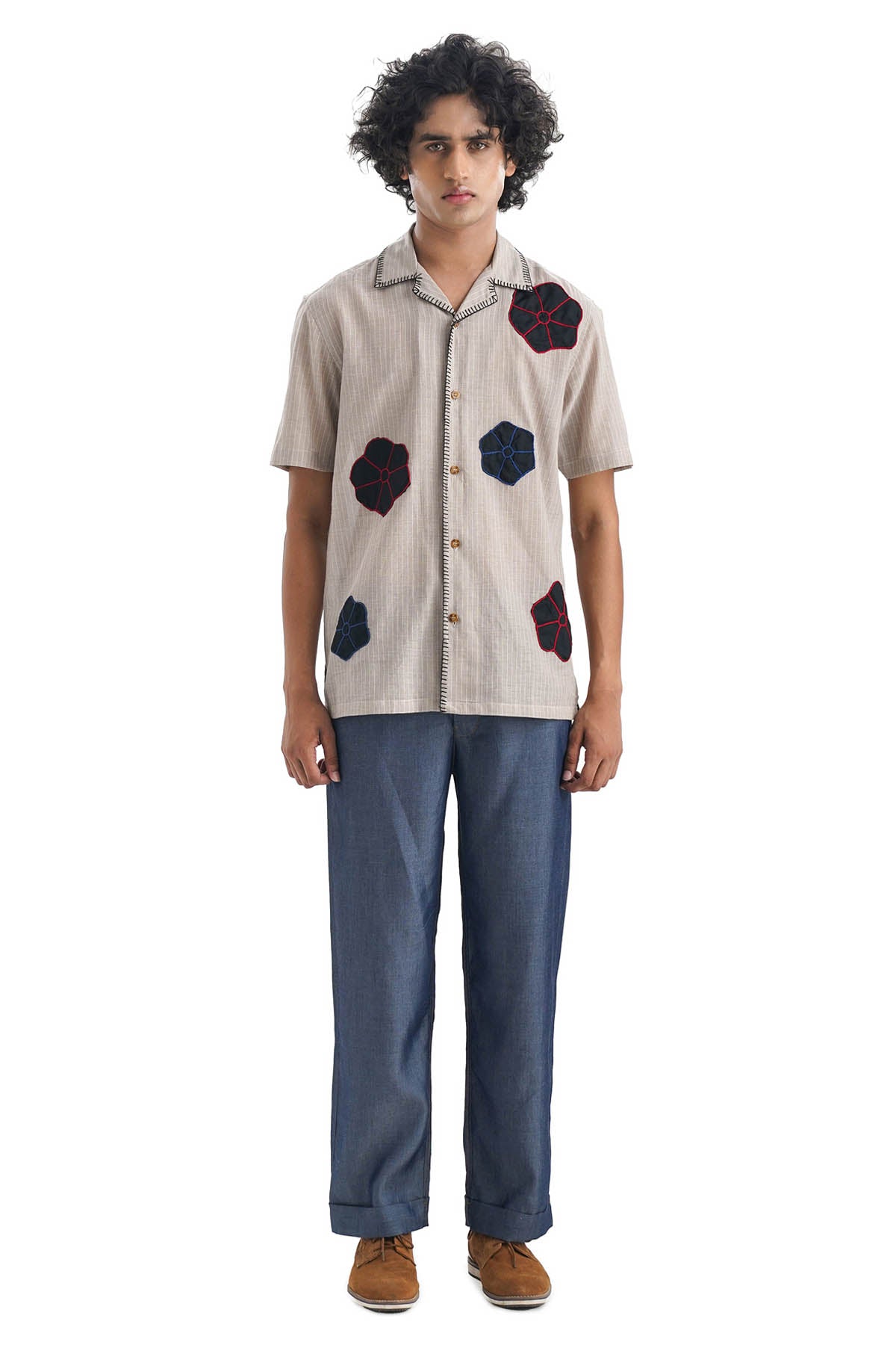 Dark Denim Tencel Straight Pants