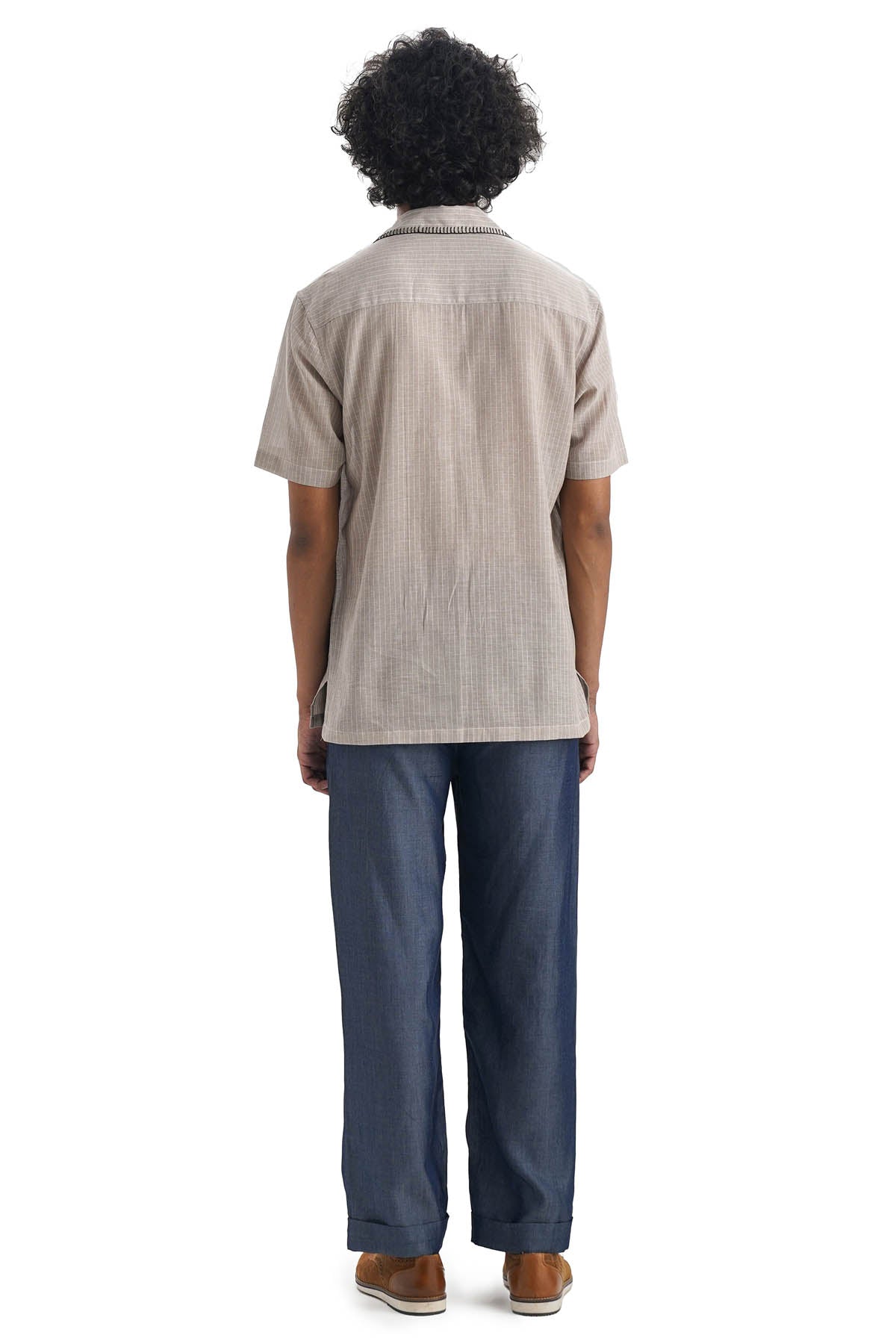 Dark Denim Tencel Straight Pants