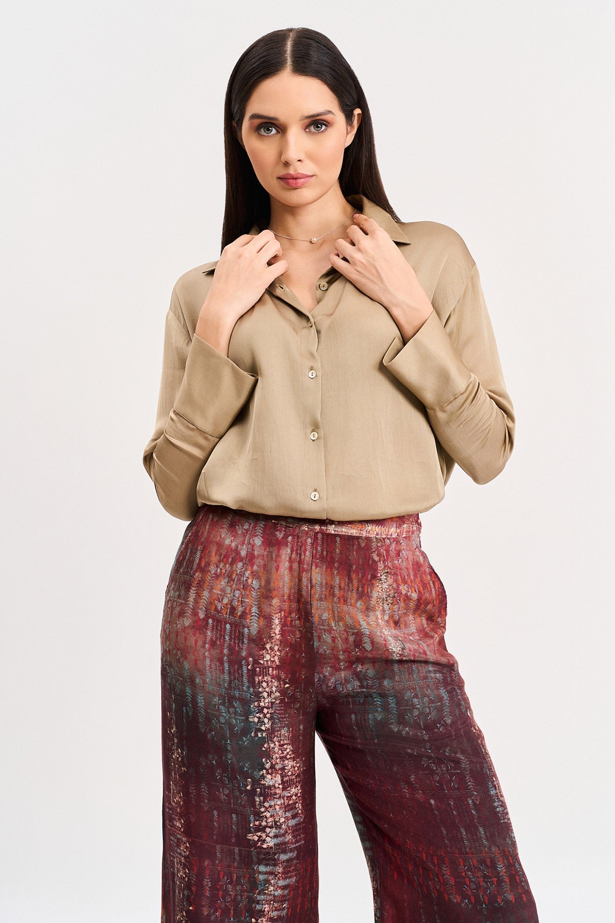 Buy Dark Gold Full Sleeves Shirt by Koswi for women online at ScrollnShops