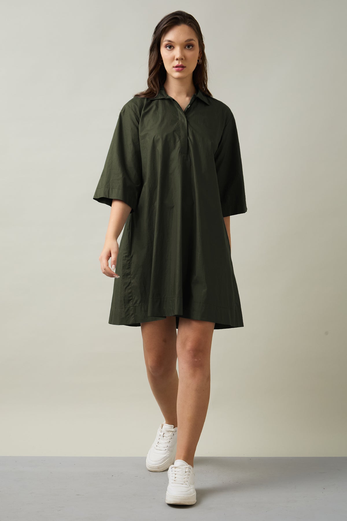 Buy Dark Green Cotton Flare Dress for Women by SNEHA B Designer online available at scrollnshops