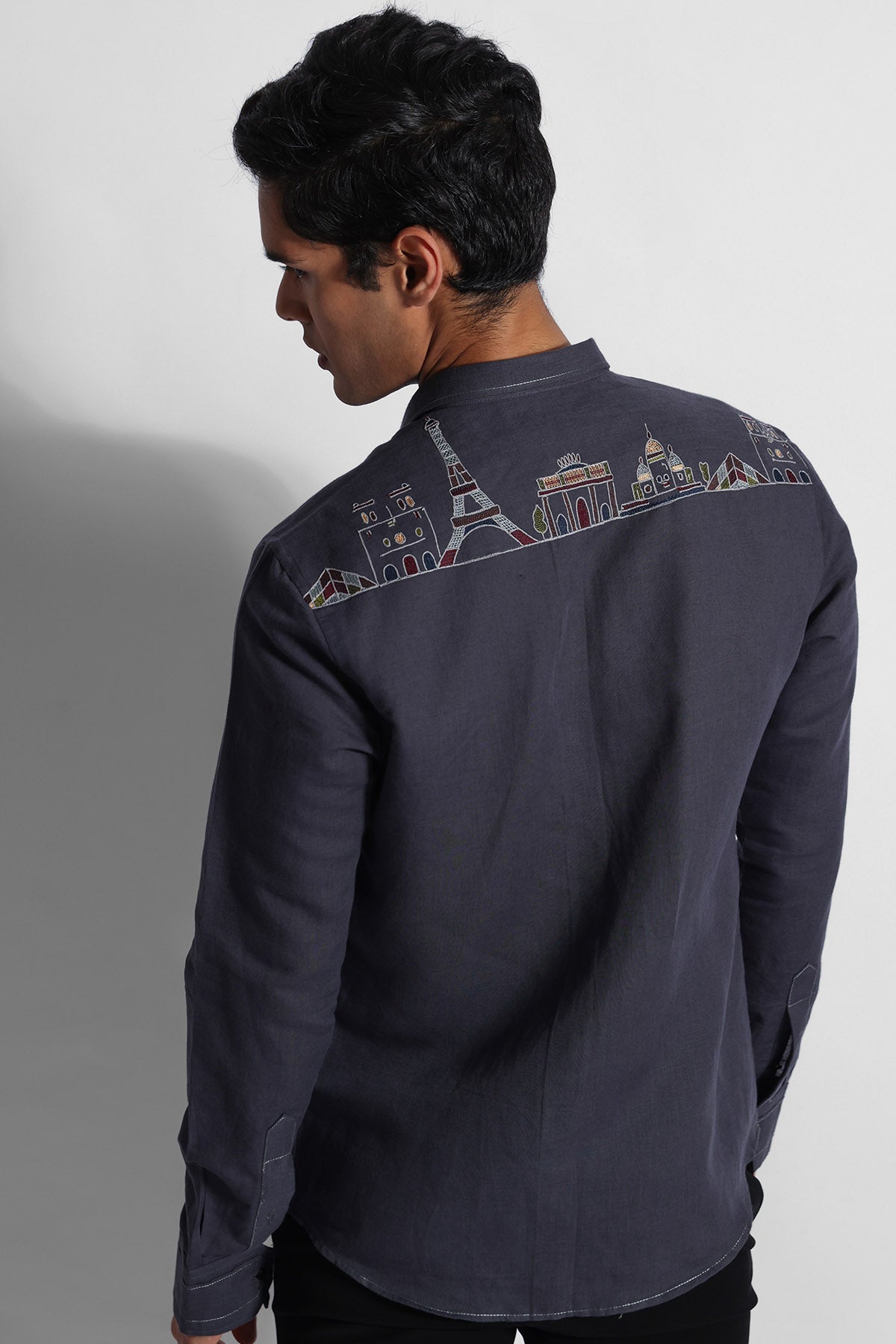 Dark Grey Cotton Linen Shirt