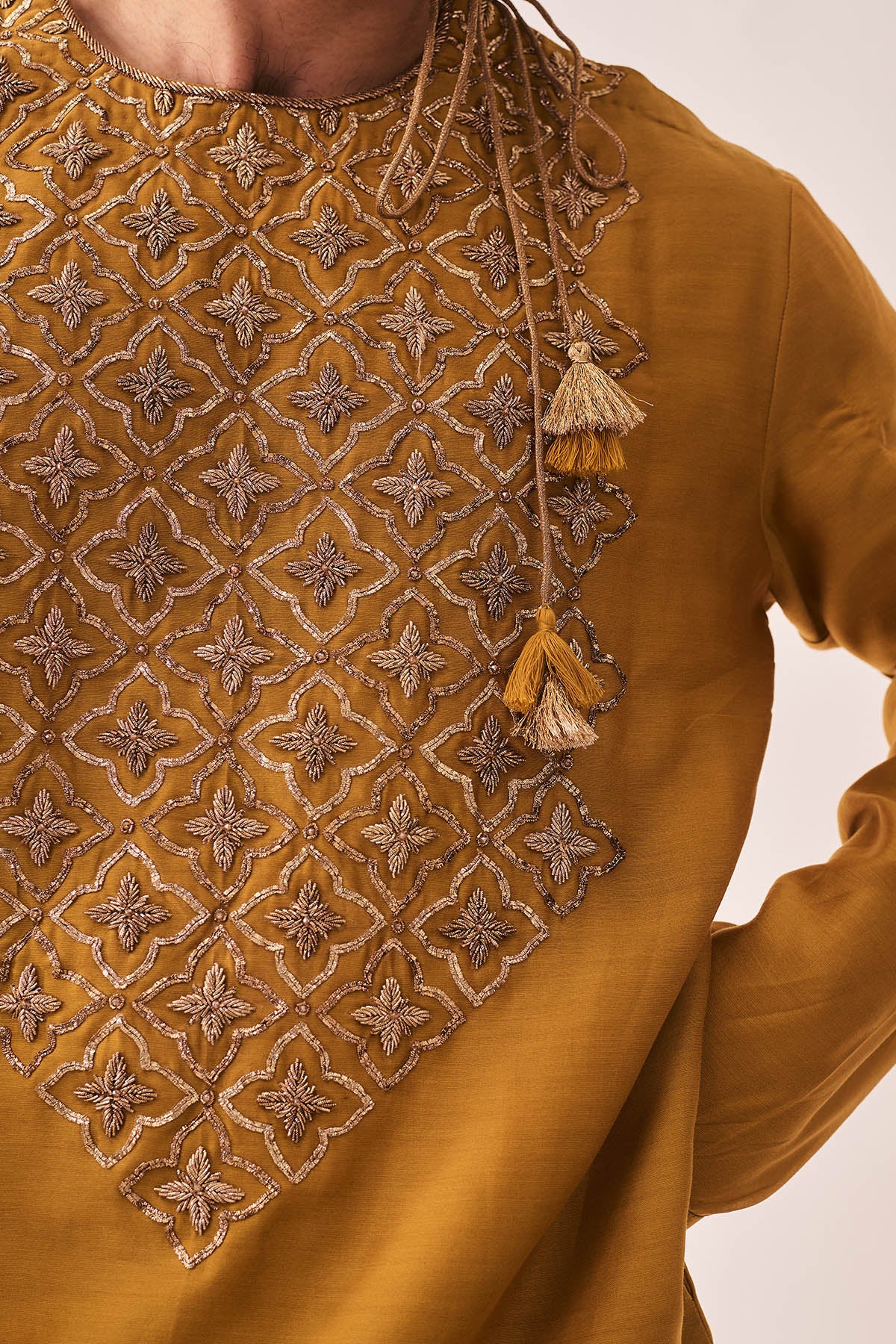 Dark Mustard Chanderi Kurta Set