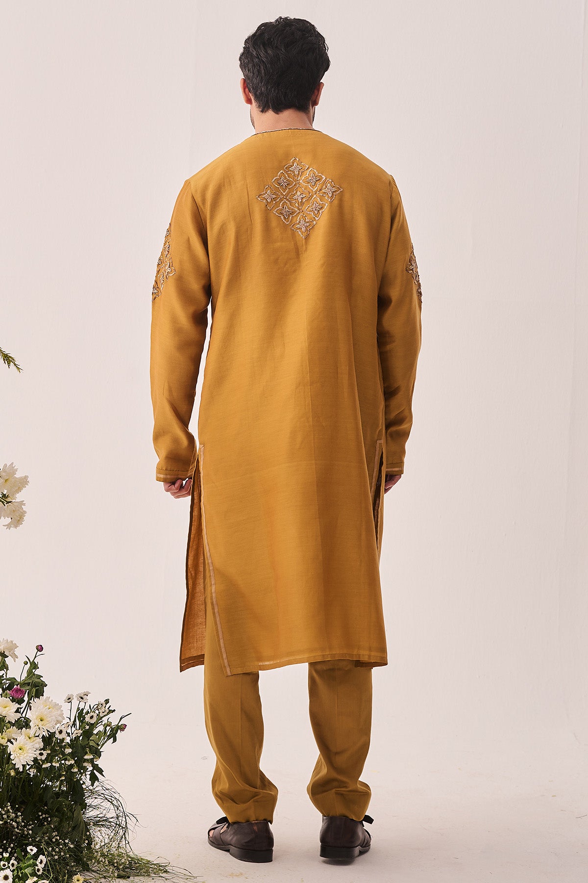 Dark Mustard Chanderi Kurta Set