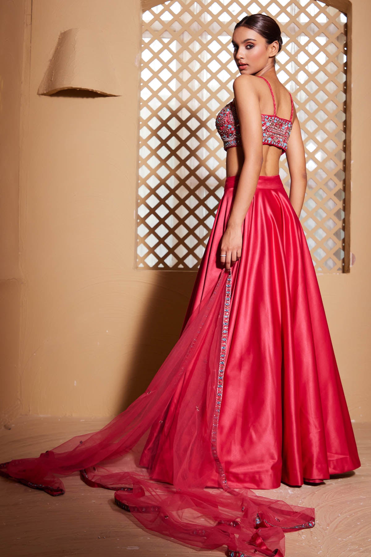 Dark Pink Handwork Lehenga Set