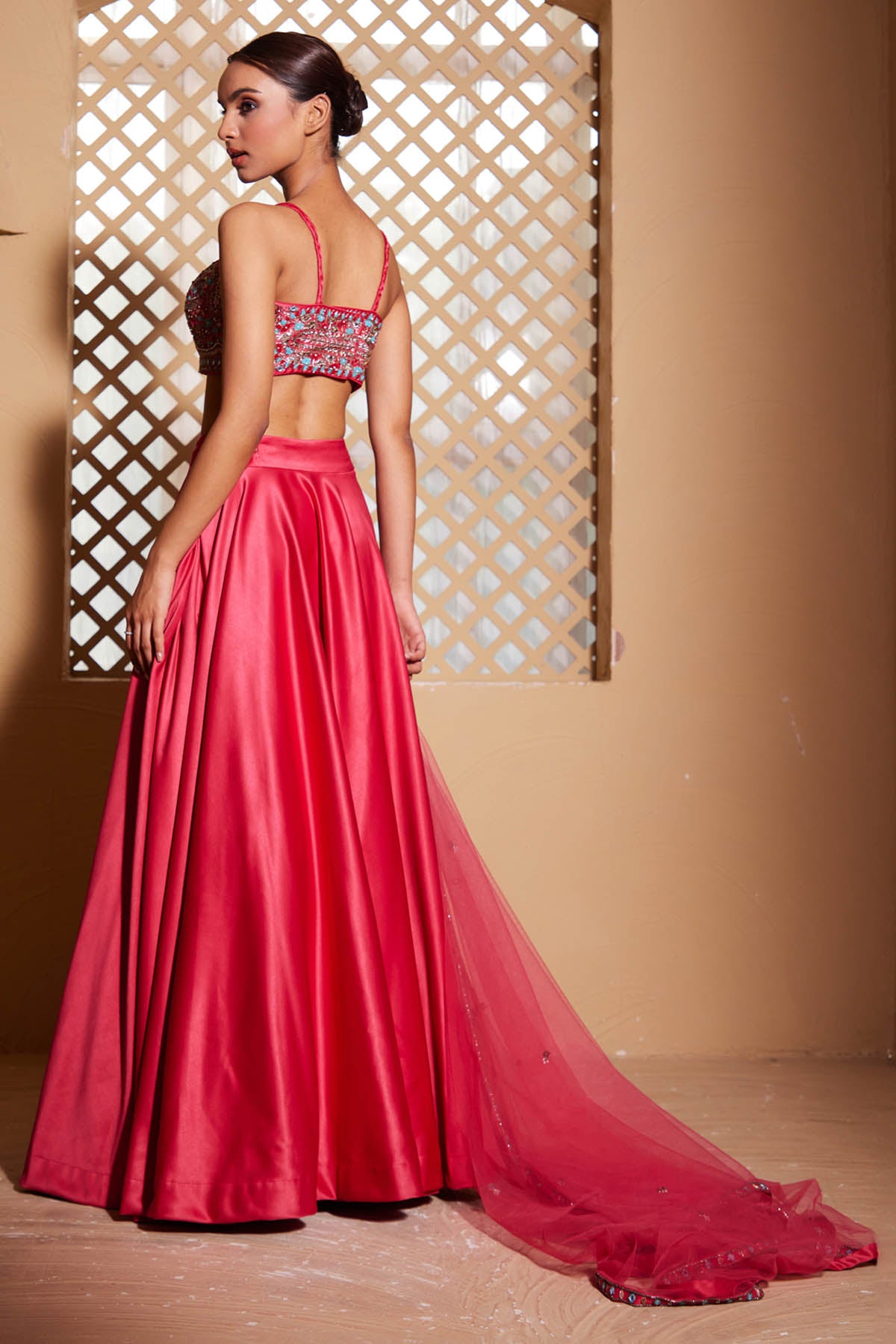 Dark Pink Handwork Lehenga Set