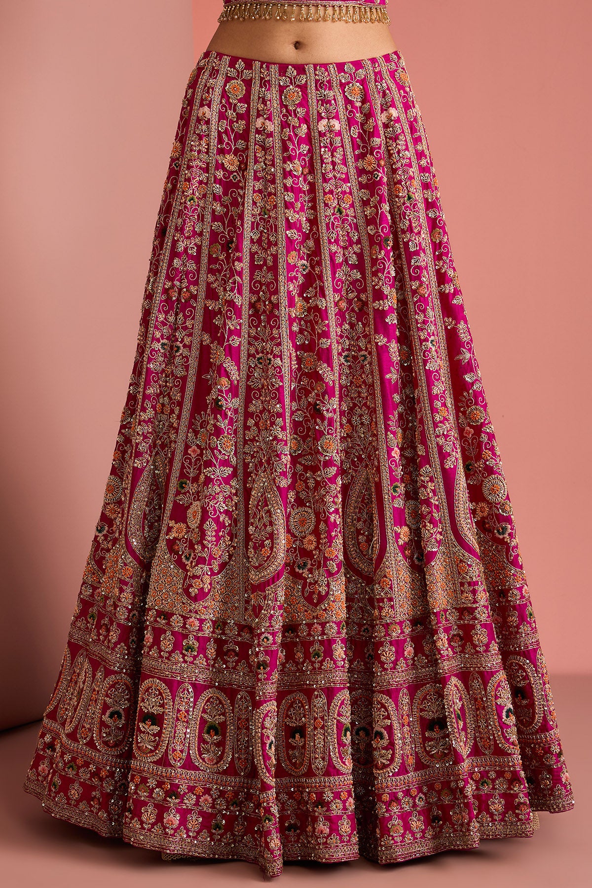Dark Pink Zardosi Lehenga Set