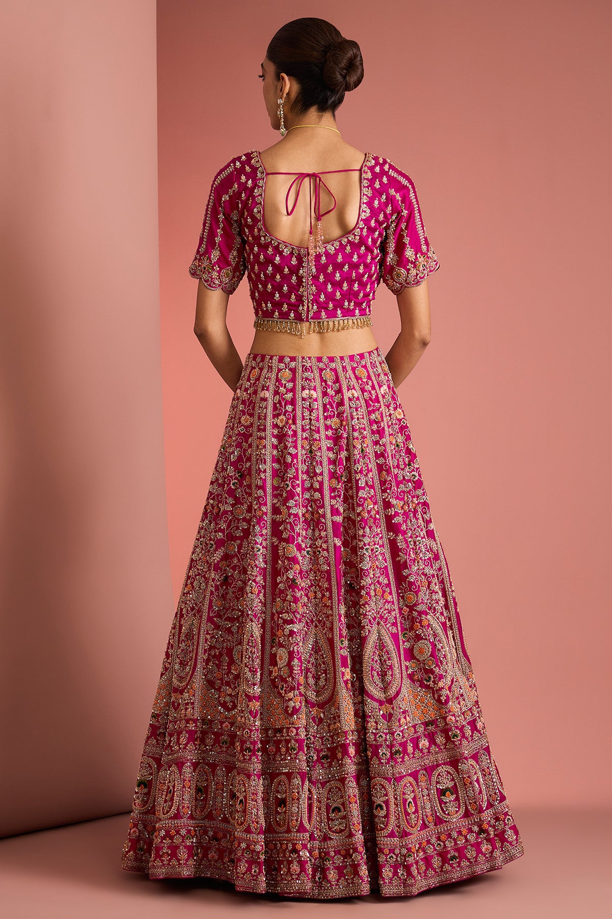 Dark Pink Zardosi Lehenga Set