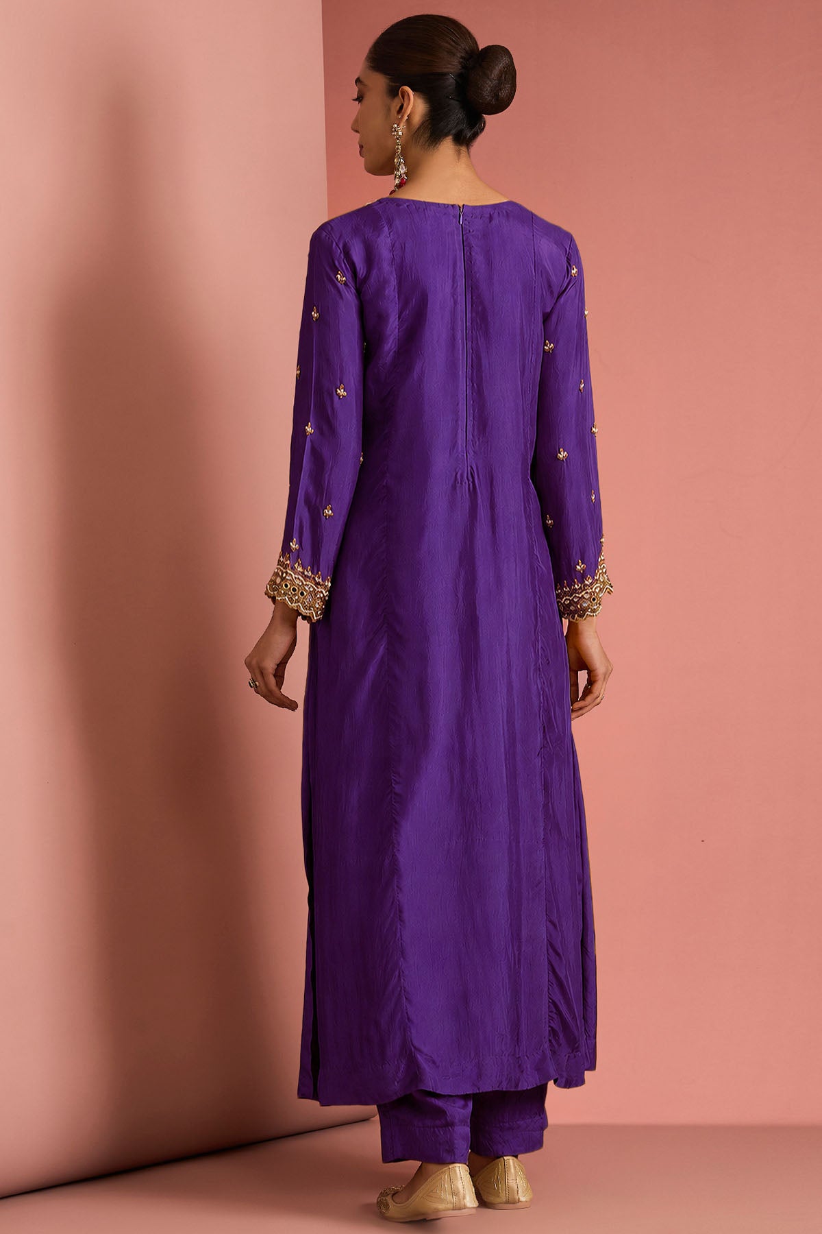 Dark Purple Cutdana Kurta Set