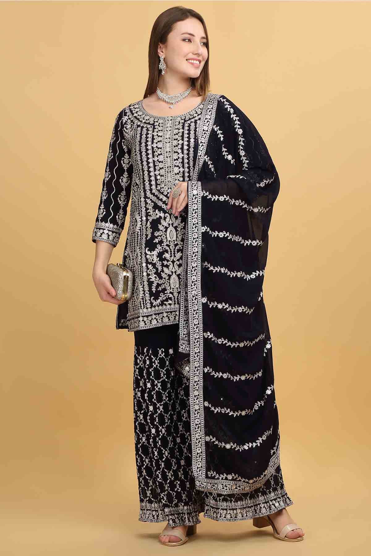 Buy Dark Purple Zari Short Kurta Set by Aham Vayam at ScrollnShops