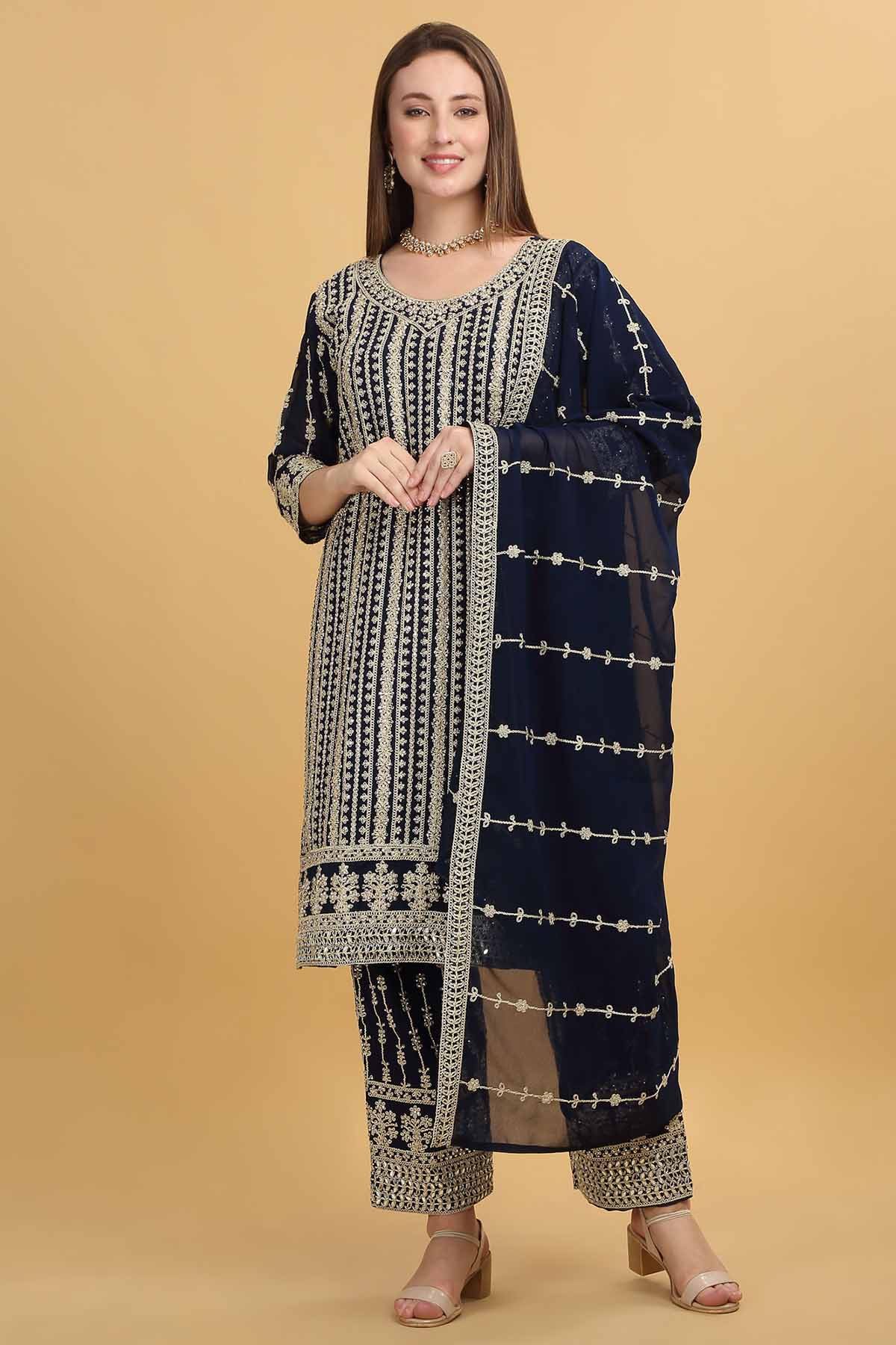 Buy Dark Teal Zari Work Kurta Set by Aham Vayam at ScrollnShops