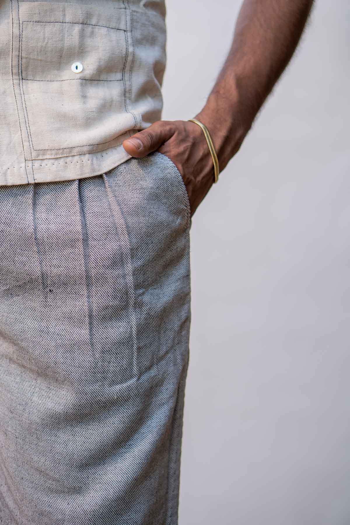 Deep Pleated Cotton Pants