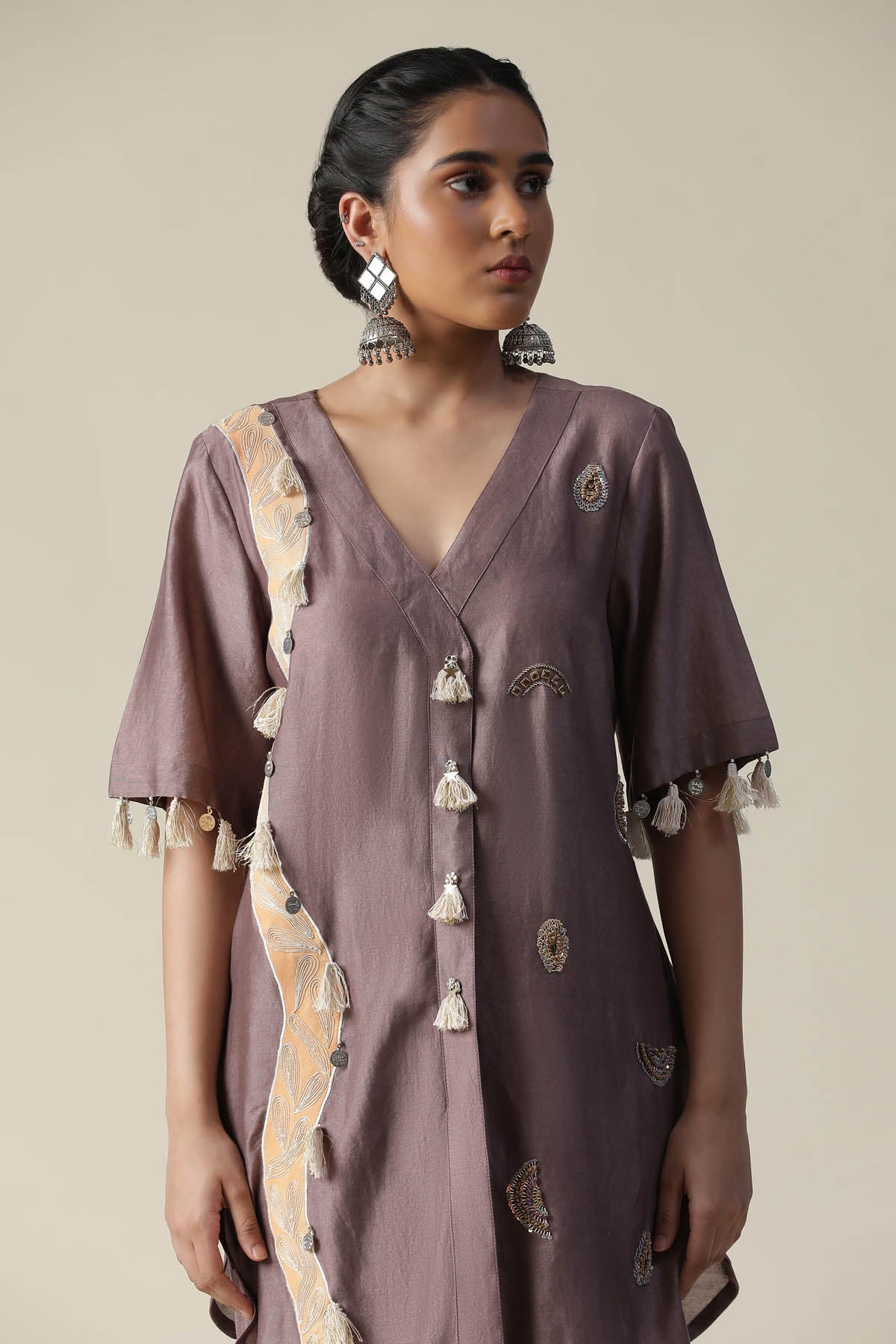 Deep Taupe Painted Kurta & Pants